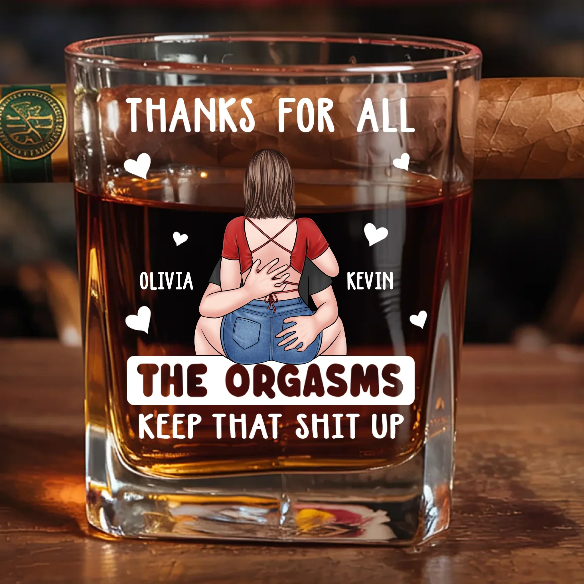 Every Day Is Sweeter With You - Couple Personalized Custom Whiskey Glass With Cigarette Holder - Gift For Husband Wife, Anniversary - Robaser