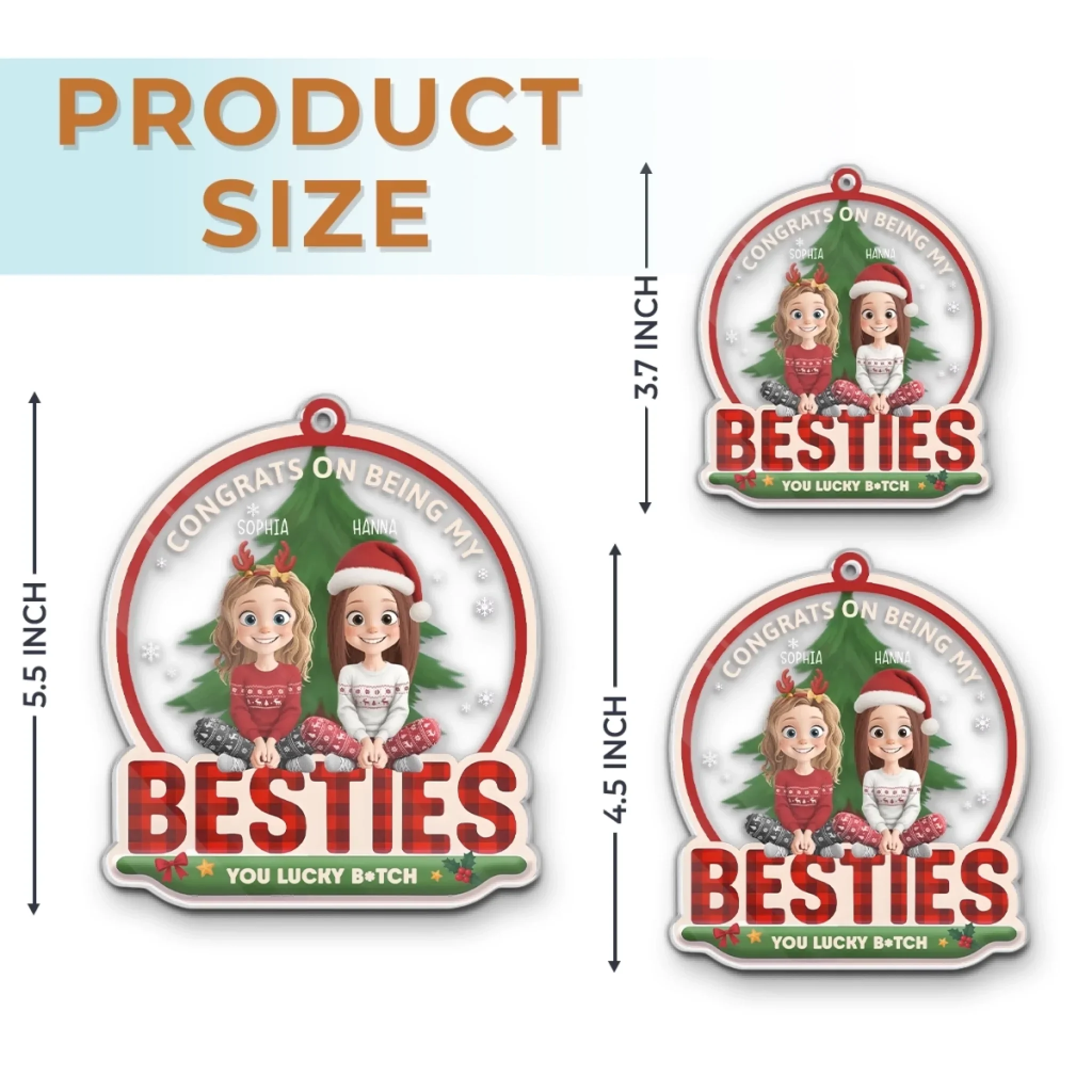 Custom Acrylic Ornament - Personalized Christmas Best Friend Birthday Gifts For Women, Besties, Sisters, BFF - Congrats On Being My Sisters - Robaser