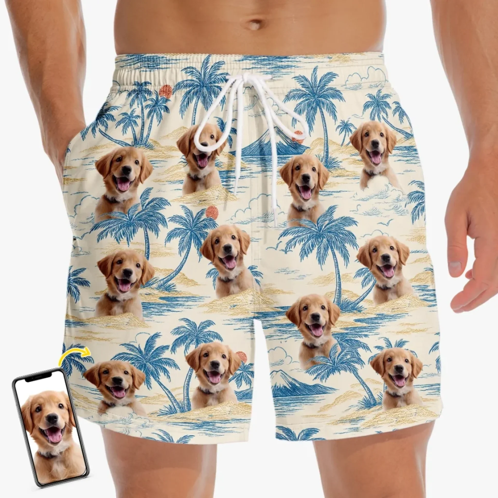 Custom Photo Tropic Like It  s Paw-Sible - Dog & Cat Personalized Custom Tropical Hawaiian Aloha Men Beach Shorts - Summer Vacation Gift For Pet Owners, Pet Lovers - Robaser