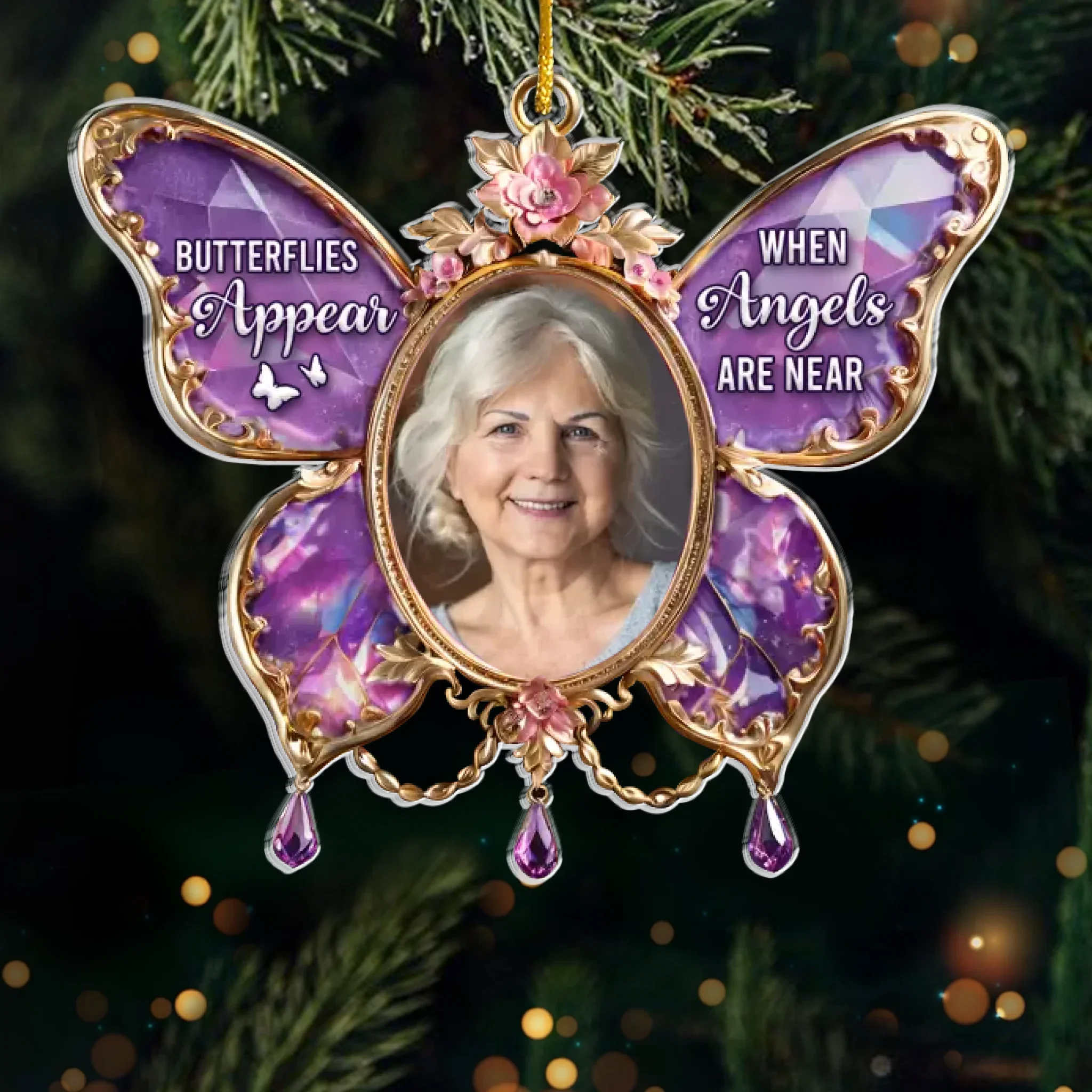 Custom Photo Acrylic Ornament - Personalized Christmas Memorial Sympathy Gifts For Loss Of Mom, Dad - Always Loved Never Forgotten - Robaser