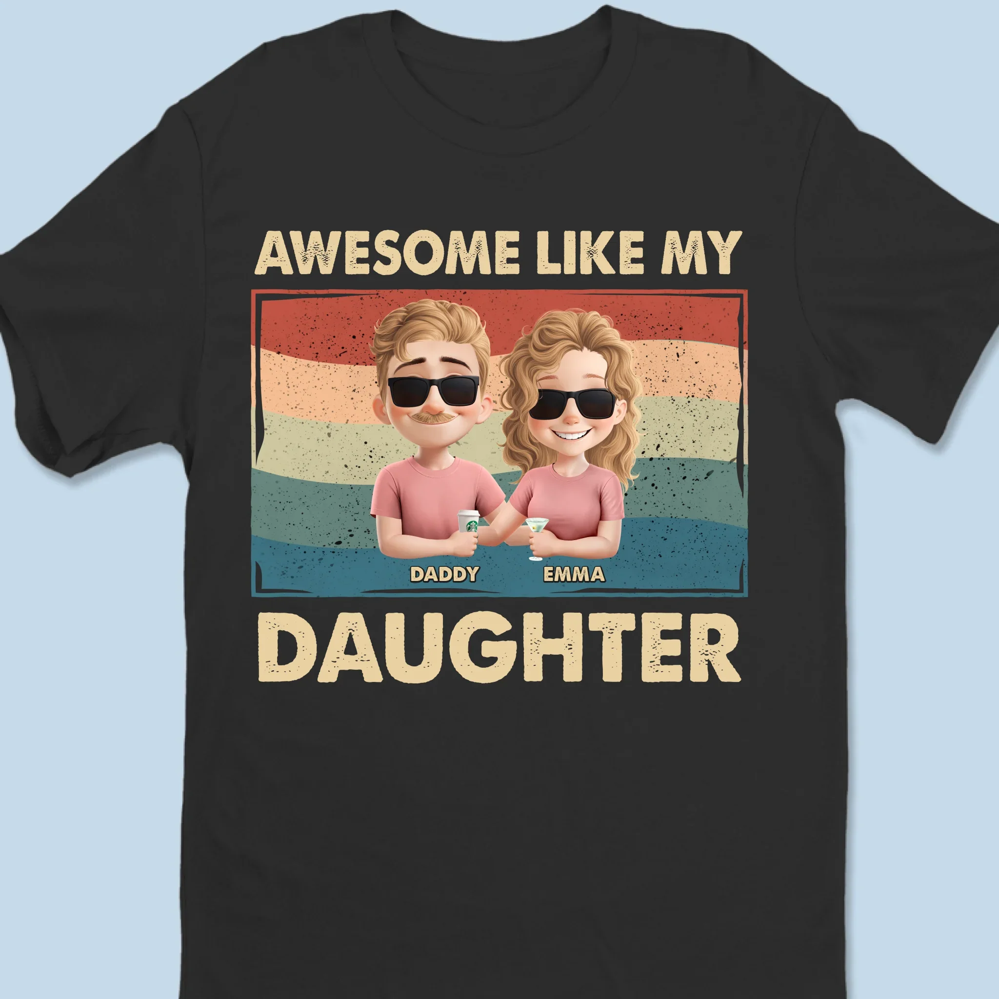 Proud Dad Of An Awesome Girl - Family Personalized Custom Unisex T-shirt, Premium T-shirt, Hoodie - Father's Day, Gift For Dad - Robaser