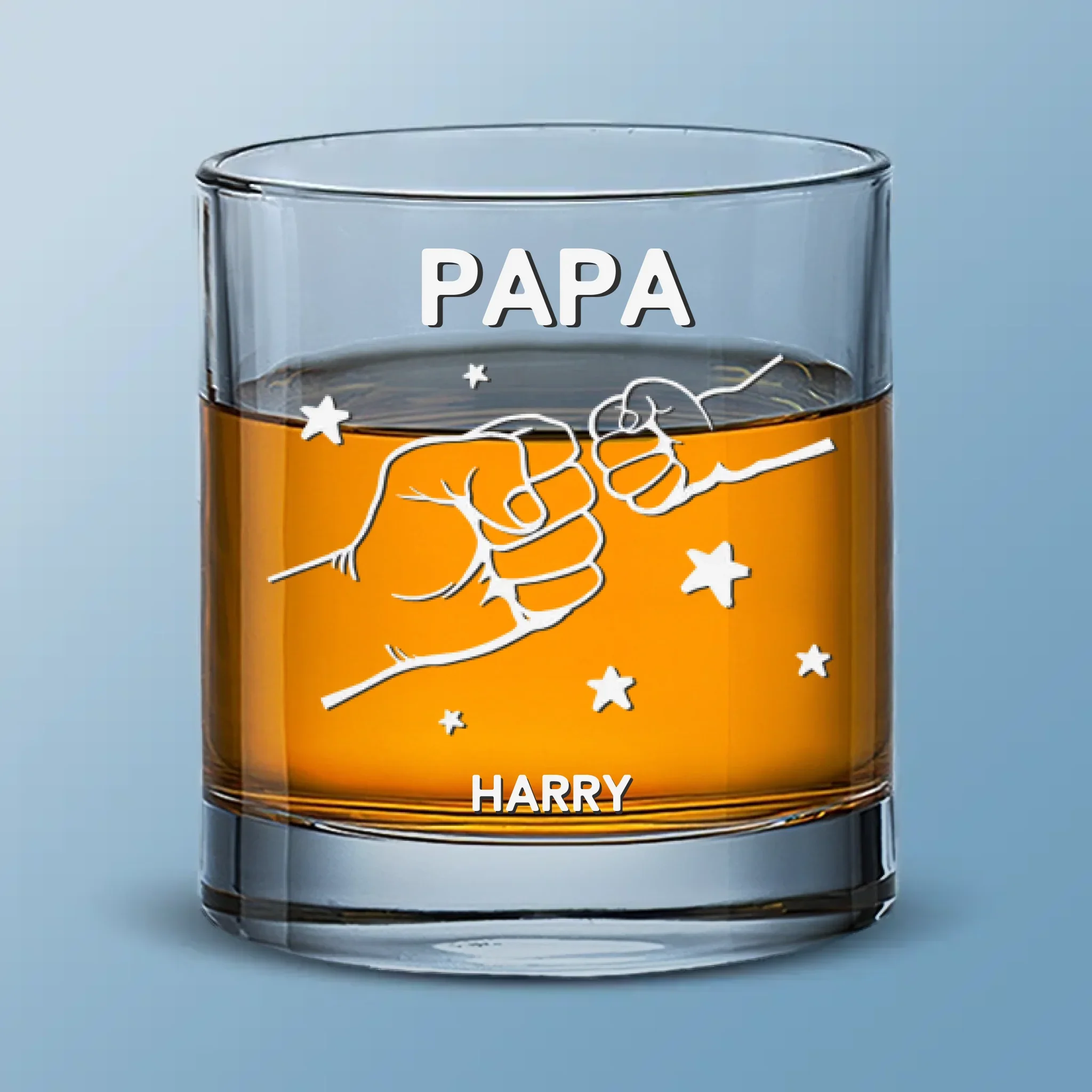 Fist Bumps And Good Times - Family Personalized Custom Whiskey Glass - Father's Day, Gift For Dad, Grandpa - Robaser