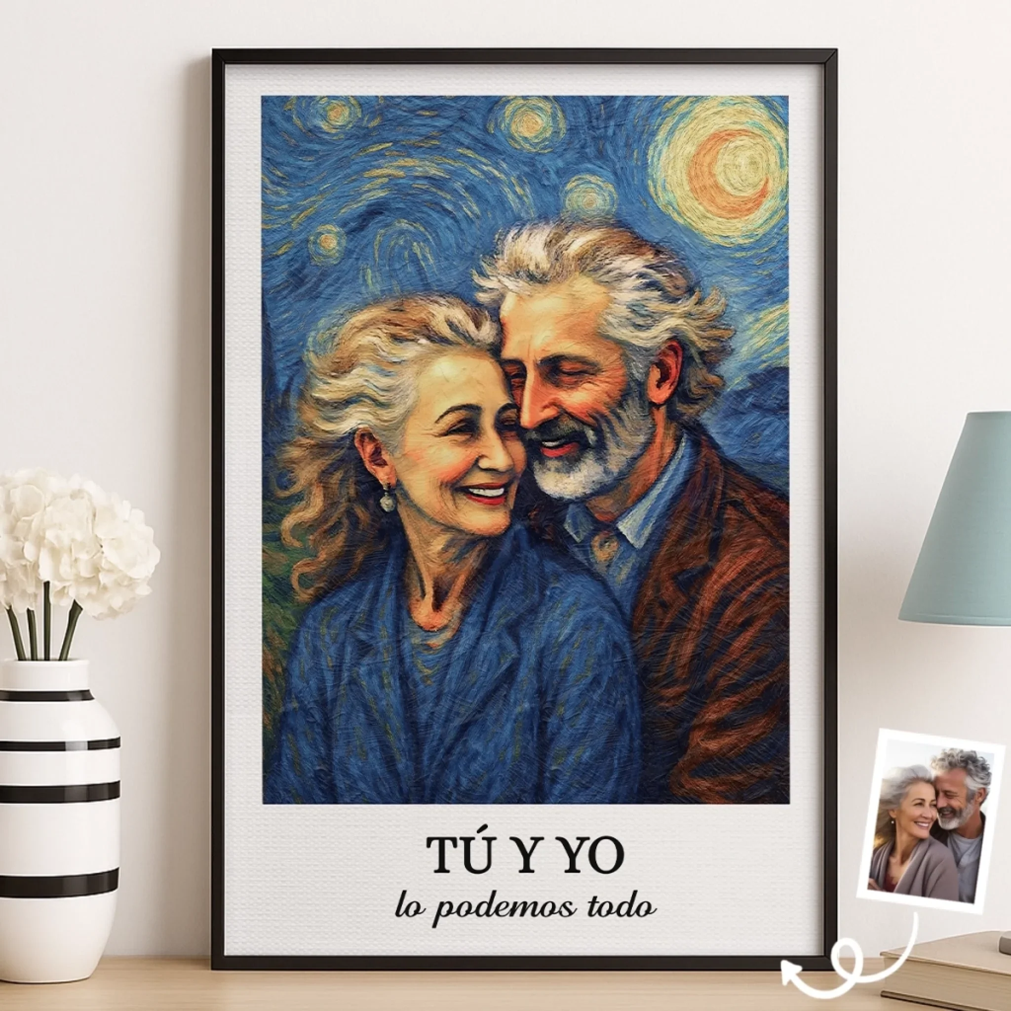 Poster Vertical con Foto Personalizada - Regalos Personalizados de Aniversario y Boda para Esposo y Esposa, El y Ella - Contigo Todo Es Mejor - Robaser