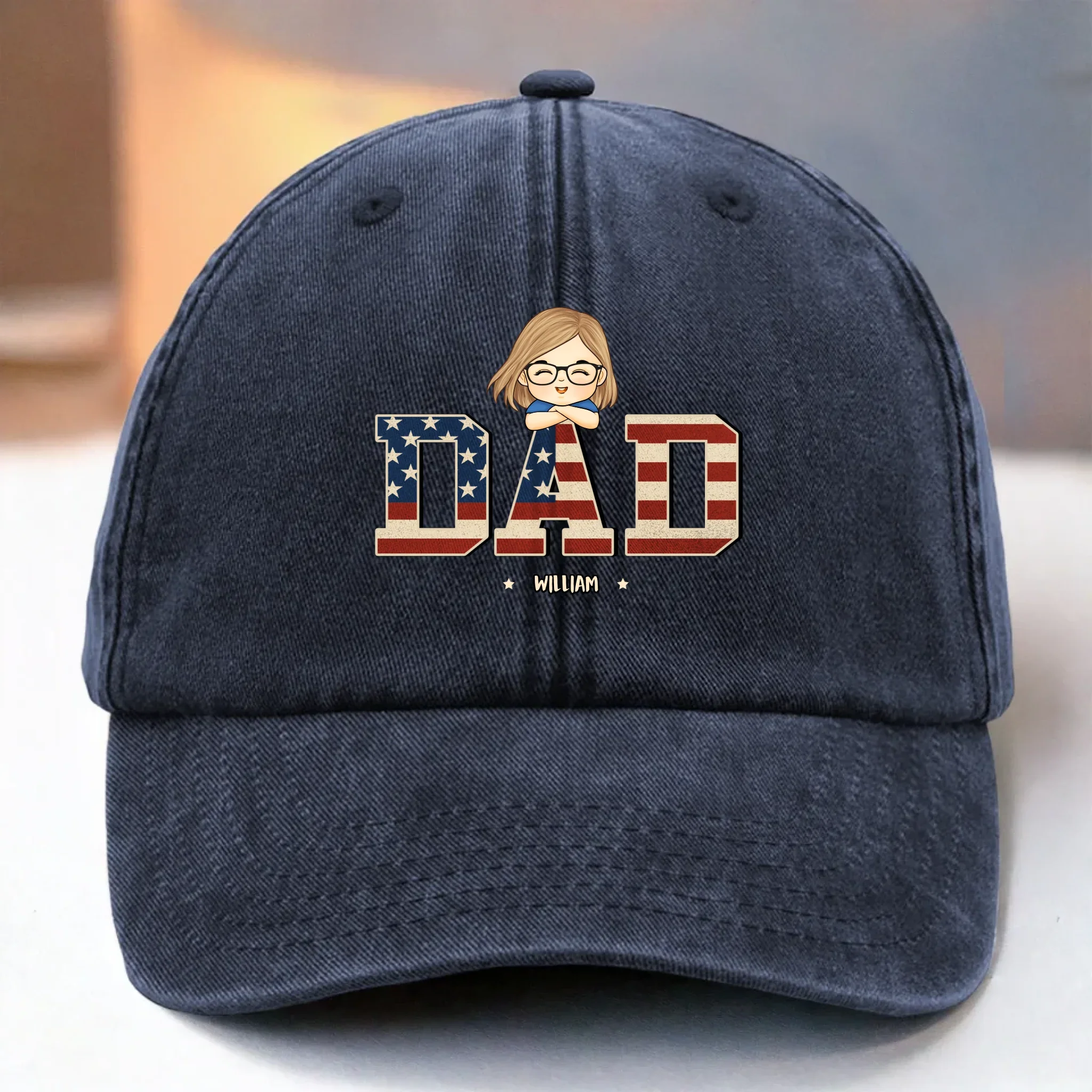 All Love, All Papa - Family Personalized Custom Vintage Washed Denim Baseball Cap - Father's Day, Gift For Dad - Robaser
