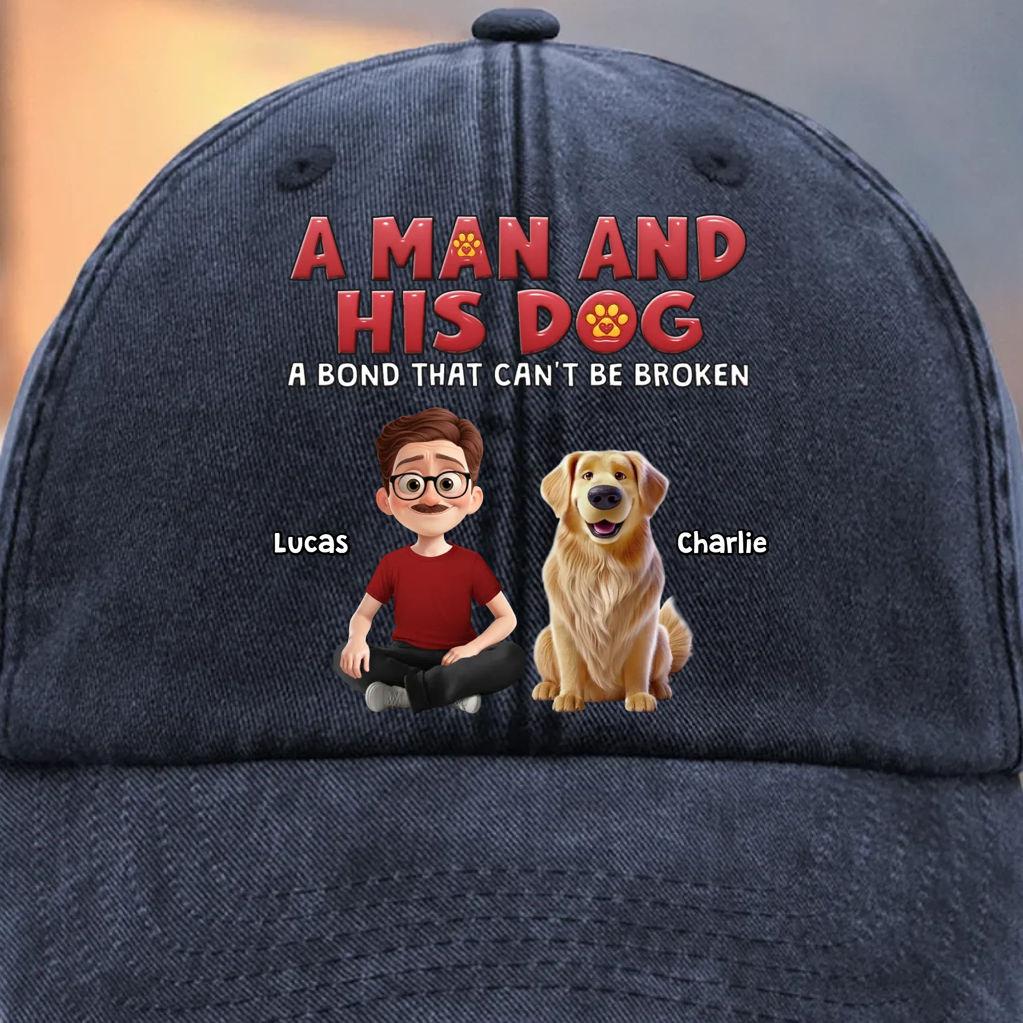 Custom Vintage Washed Denim Baseball Cap - Personalized Christmas Birthday Gifts For Dog Lovers, Dog Dad And Mom - My Ride Or Woof - Robaser