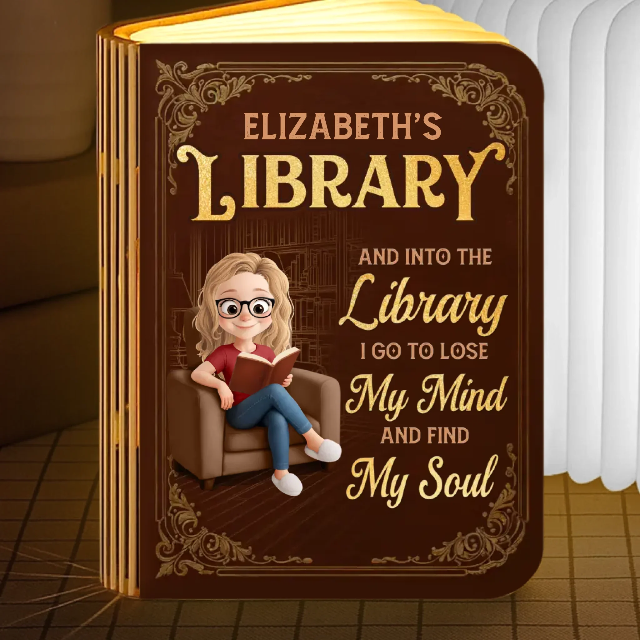 Custom Foldable LED Magic Book Lamp - Personalized Bookish Gifts For Book Lovers, Bookworms, Readers - Light Up Your Library - Robaser