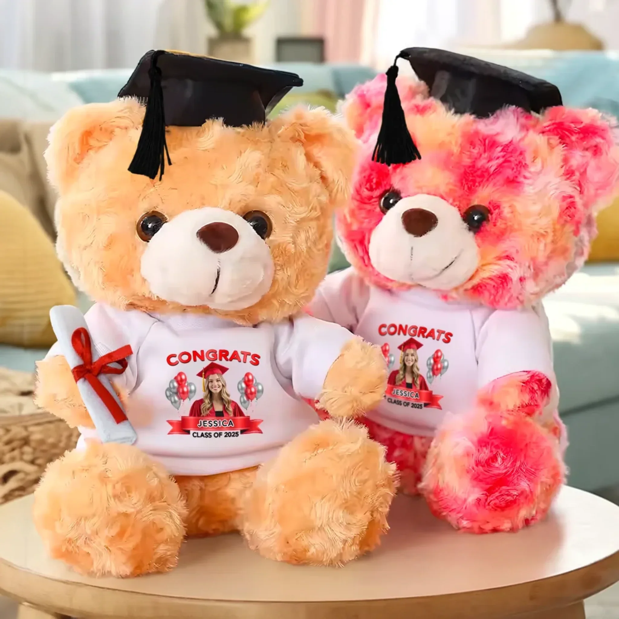 Custom Photo Congrats, Future Begins Now - Family Personalized Custom Graduation Teddy Bear Plush - Graduation Gift For Family Members, Siblings, Brothers, Sisters - Robaser