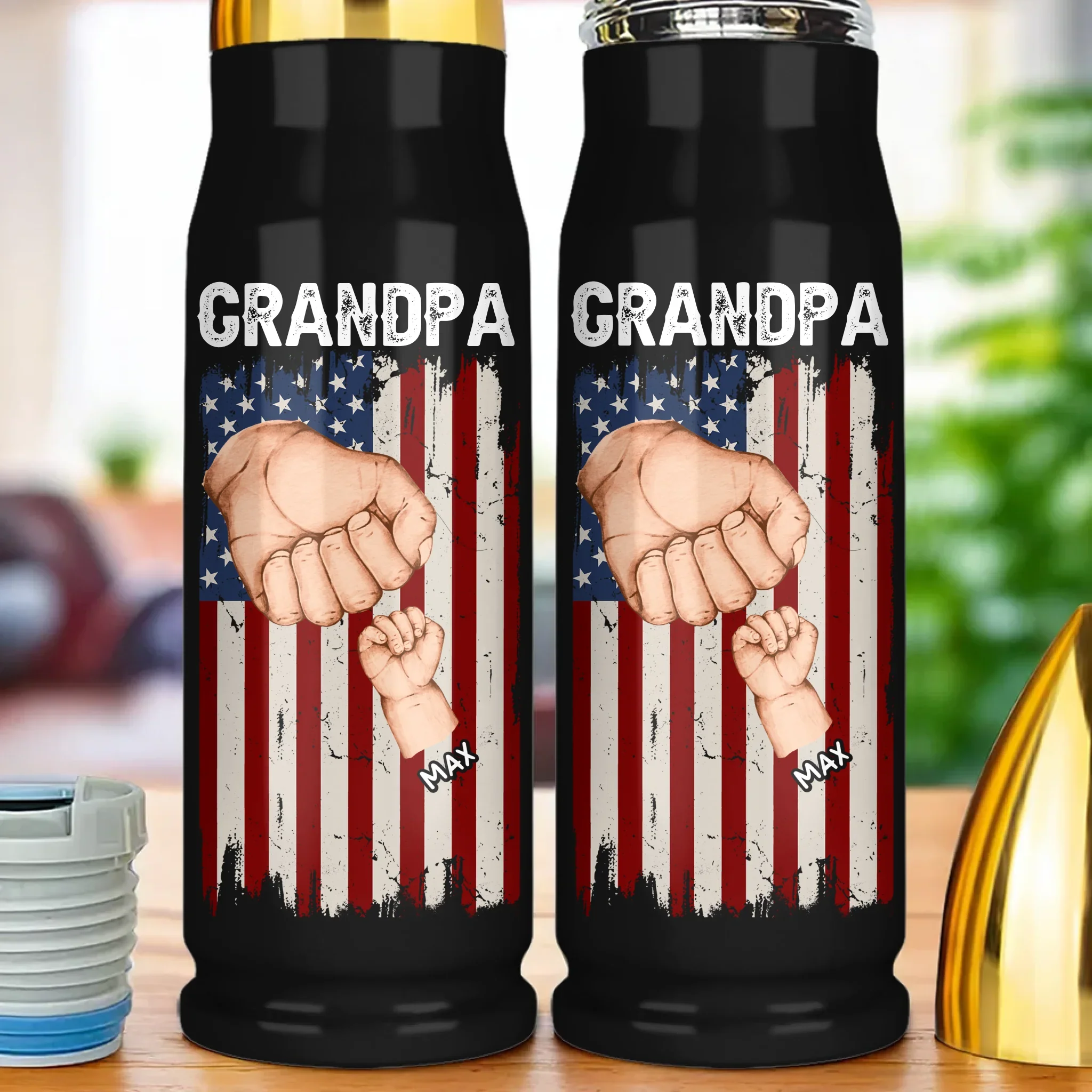 Bonded By Blood, United By Love - Family Personalized Custom Bullet Tumbler - Father's Day, Gift For Dad, Grandpa - Robaser