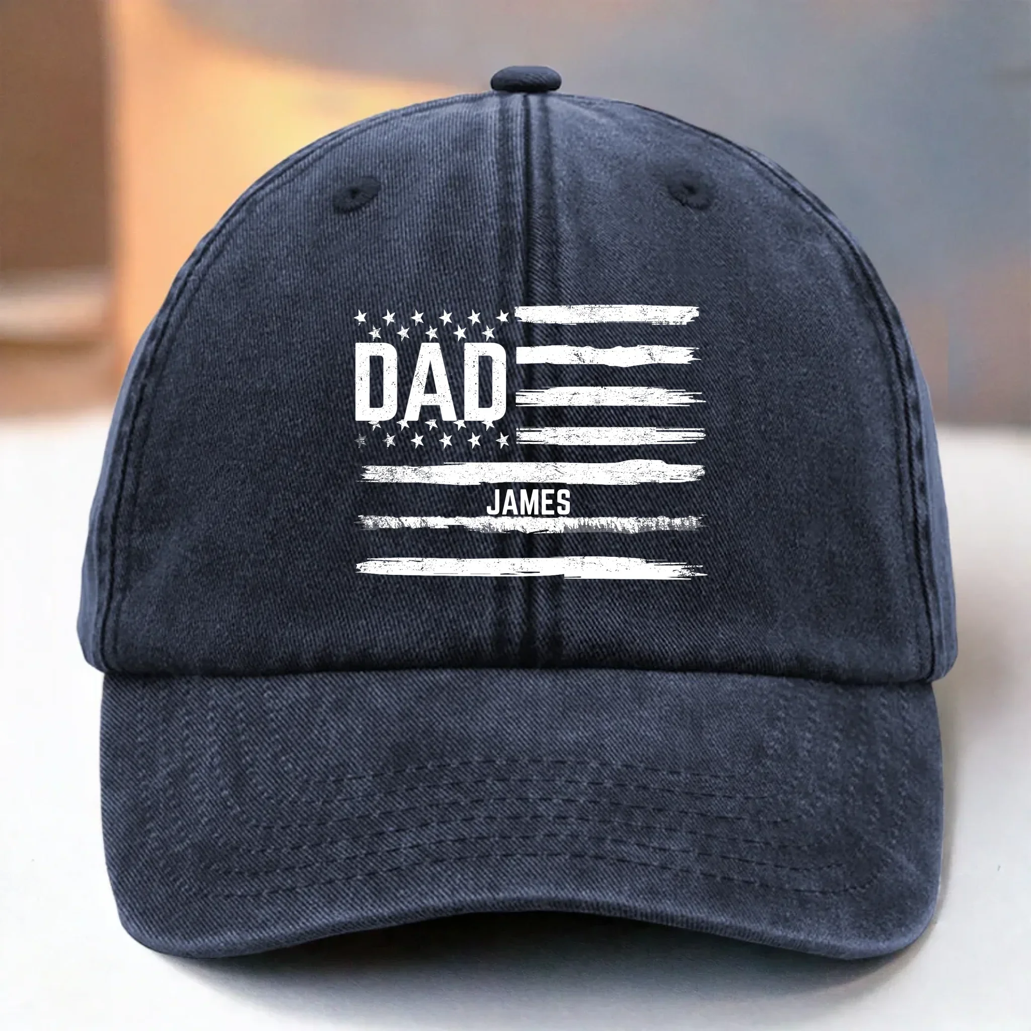 Carrying My Crew On My Cap - Family Personalized Custom Vintage Washed Denim Baseball Cap - Father's Day, Gift For Dad, Grandpa - Robaser