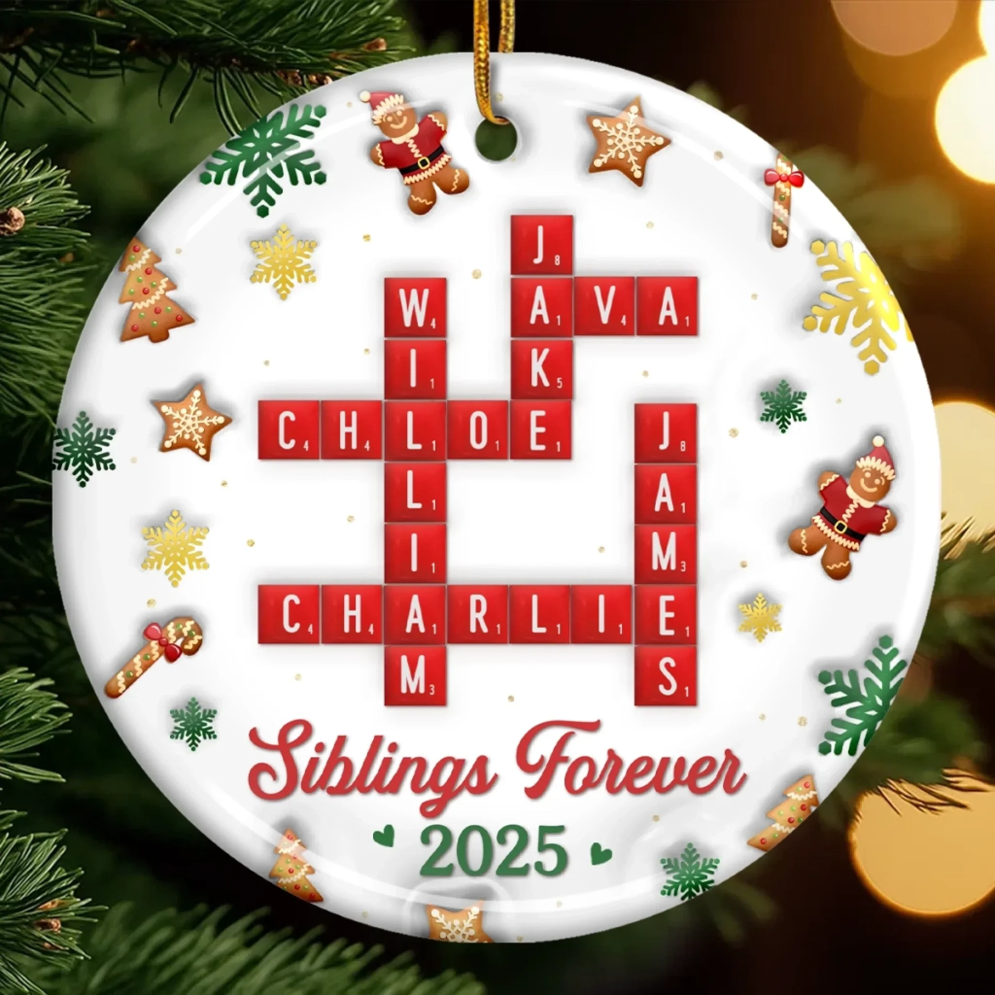 Custom Scrabble Ceramic Ornament - Personalized Christmas Birthday Gifts For Mom, Dad, Brother, Sister, Kids - Home Is Built On Love - Robaser
