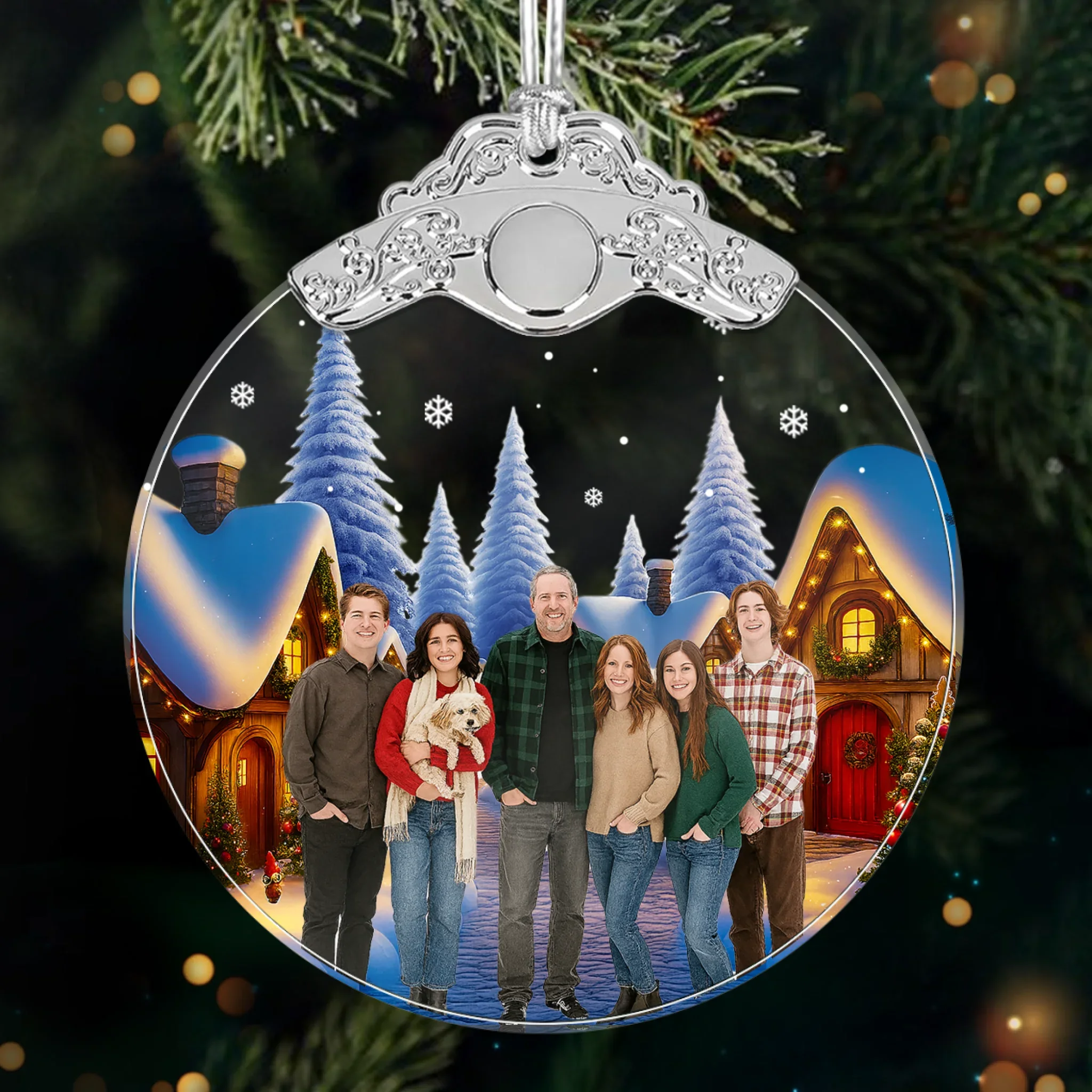 Custom Photo Glass Ornament - Personalized Christmas Birthday Gifts For Mom, Dad, Kids - Home For The Holidays - Robaser