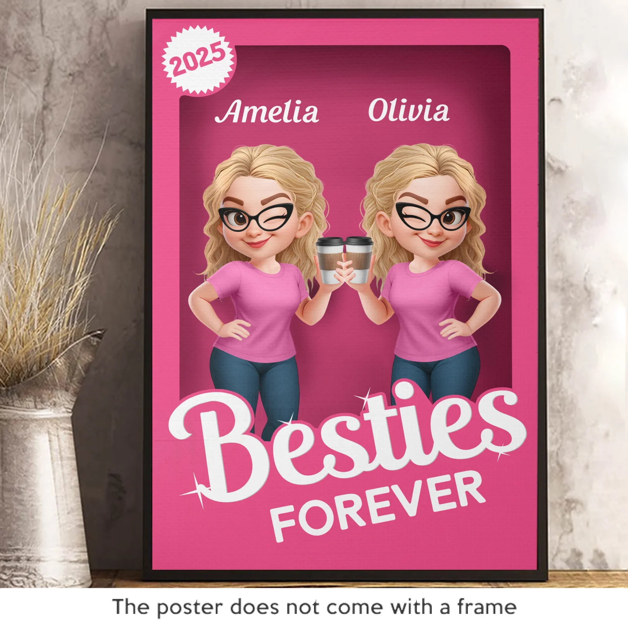 Custom Vertical Poster - Personalized Best Friend Birthday Gifts For Women, Besties, Sisters, BFF - Double Trouble Best Friends - Robaser