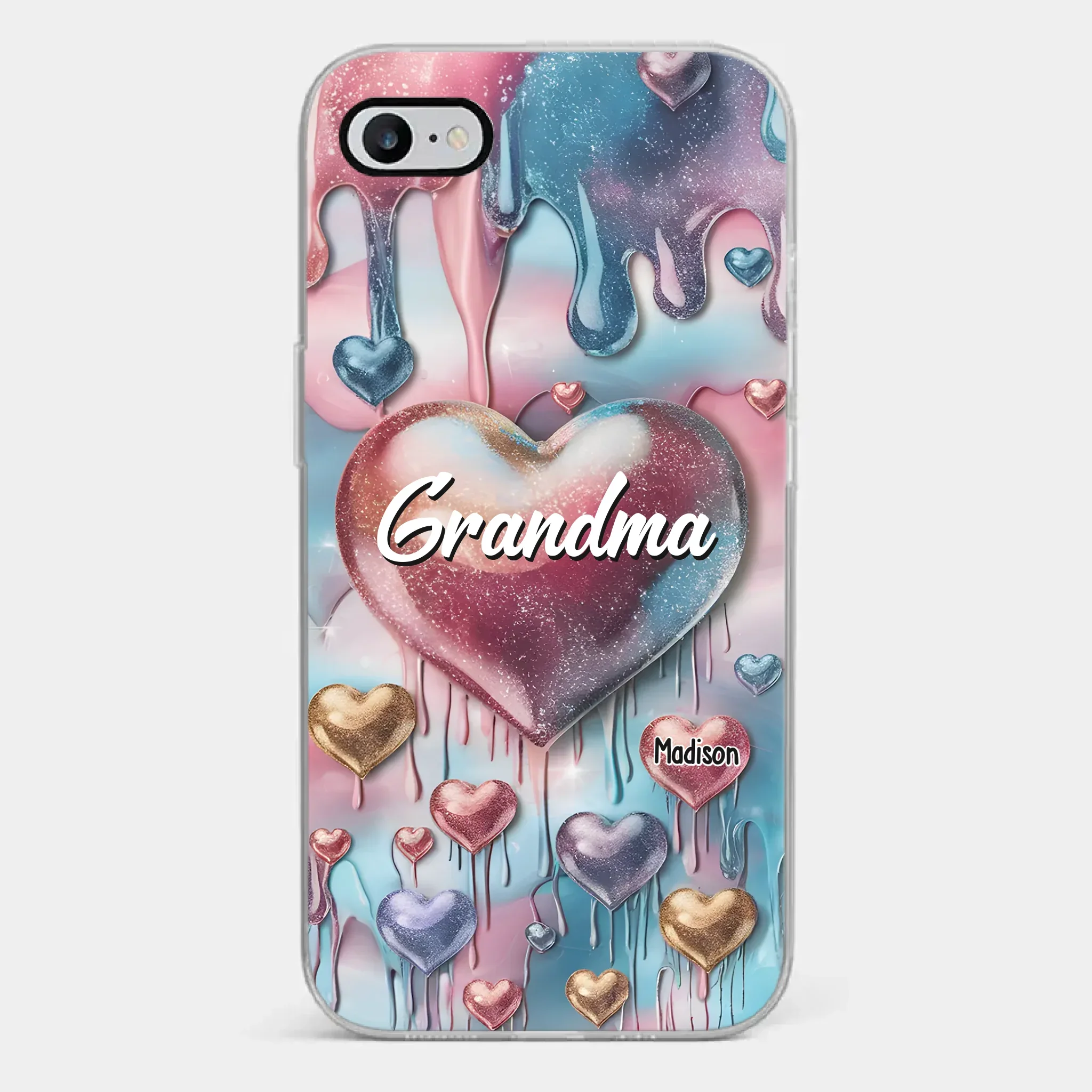Forever In Grandmother's Heart - Family Personalized Custom 3D Inflated Effect Printed Clear Phone Case - Gift For Mom, Grandma - Robaser