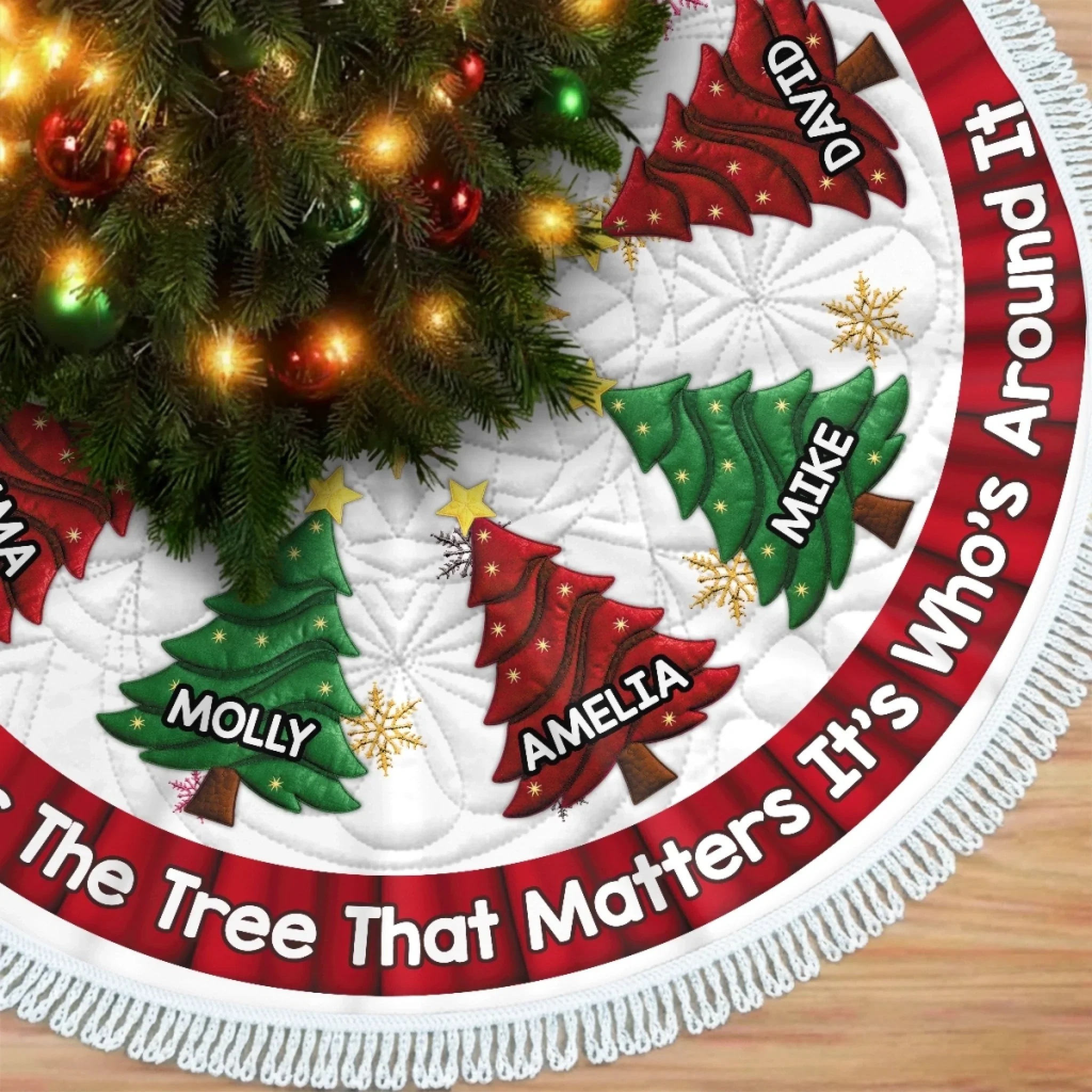 Custom Tree Skirt - Personalized Christmas Birthday Gifts For Mom, Dad, Brother, Sister, Kids - Christmas Glows Where Hearts Unite - Robaser