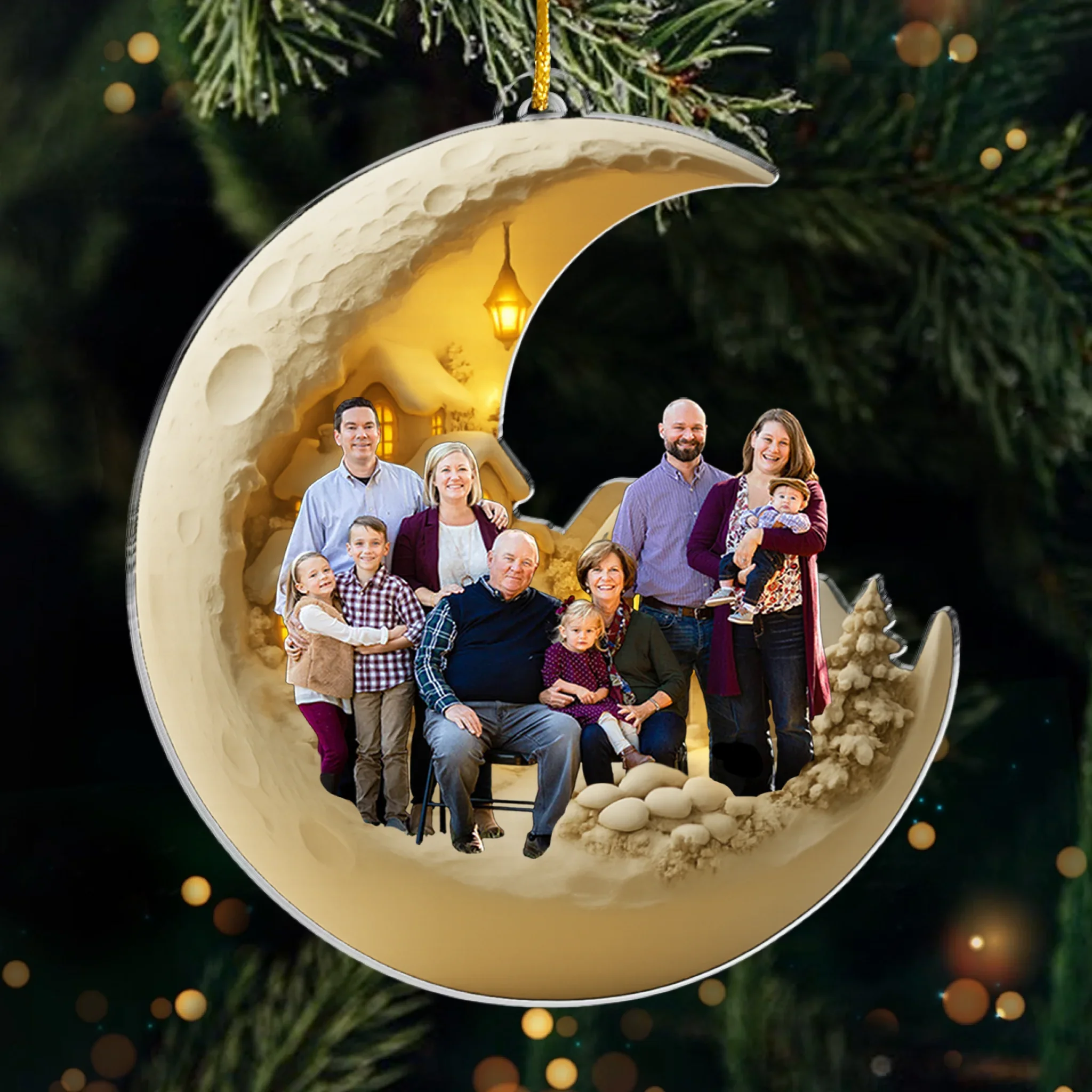 Custom Photo Acrylic Ornament - Personalized Christmas Birthday Gifts For Mom, Dad, Kids - Love You To The Moon - Robaser