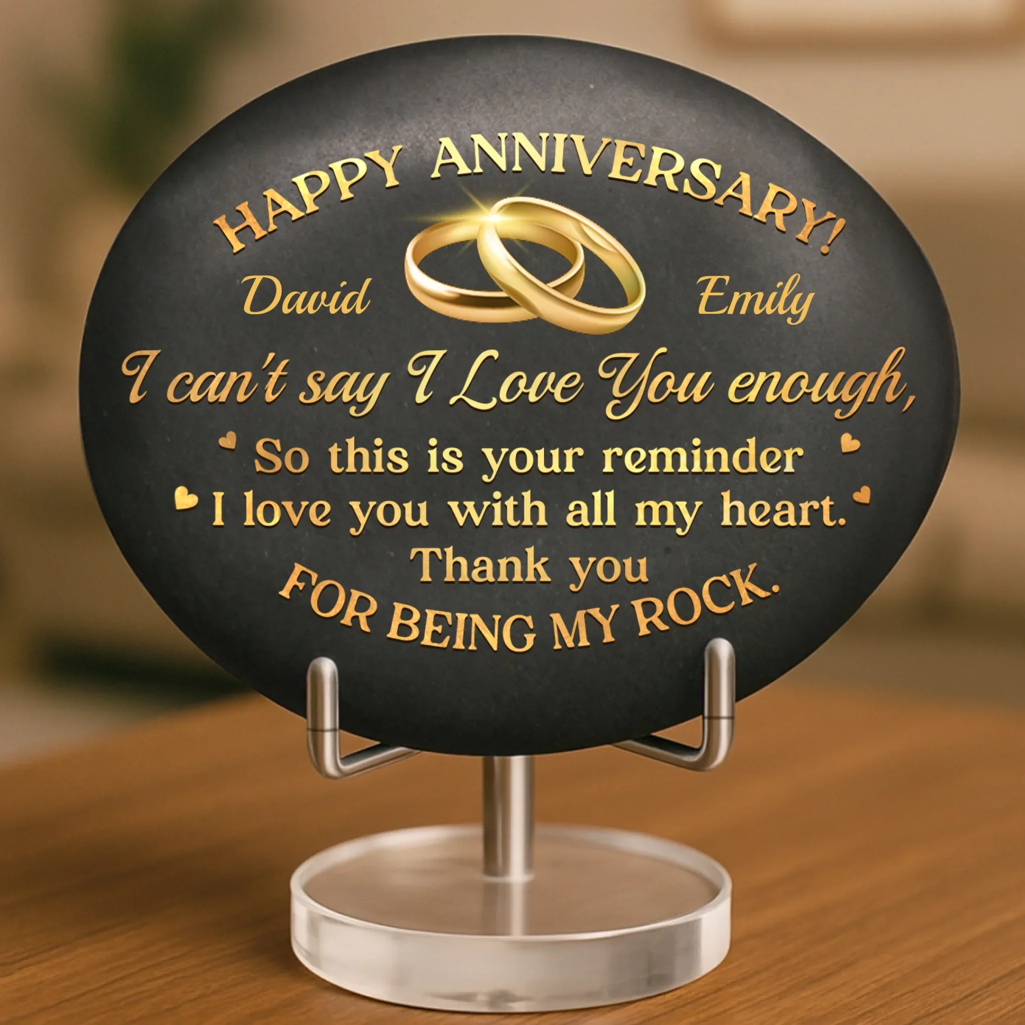 Custom Printed Rock - Personalized Anniversary Wedding Gifts For Husband And Wife, Him And Her - Our Love Grows With Time - Robaser