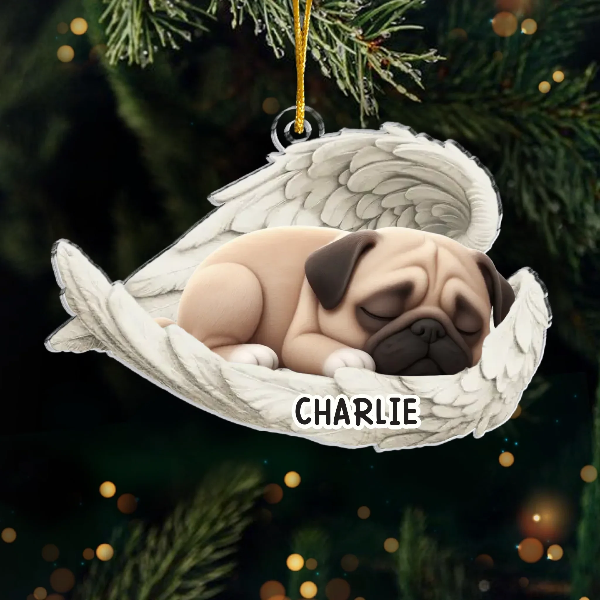 Custom Acrylic Ornament - Personalized Pet Christmas Memorial Sympathy Gifts For Dogs - Paws In Heaven, Love In My Heart - Robaser
