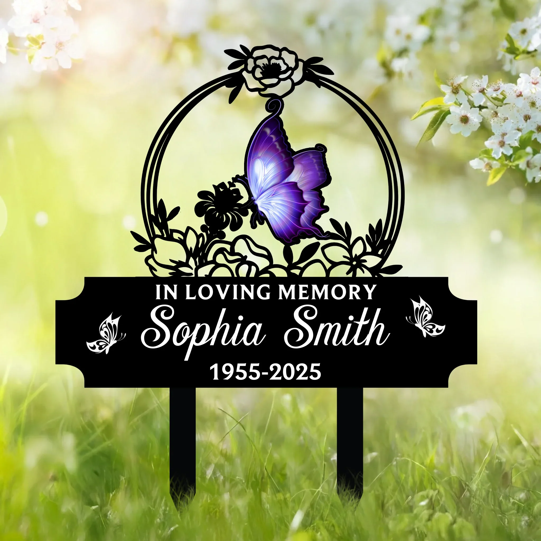Custom Metal Garden Stake - Personalized Memorial Sympathy Gifts For Loss Of Mom, Dad - In Loving Memory - Robaser