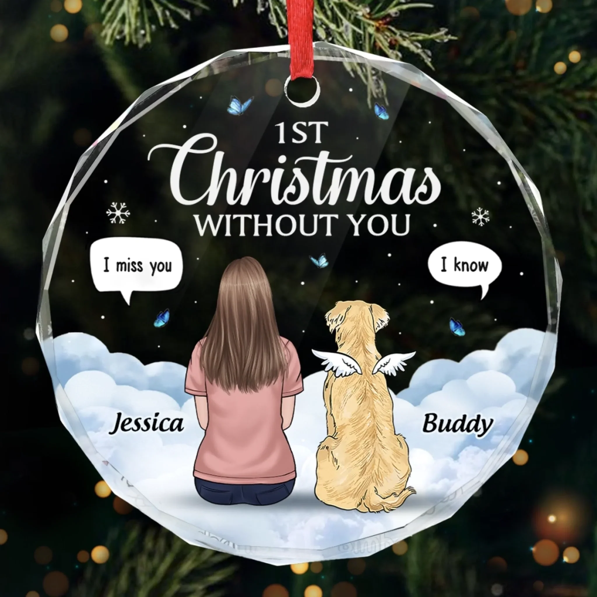 Custom Circle Glass Ornament - Personalized Pet Christmas Memorial Sympathy Gifts For Dogs - Missing You Always - Robaser