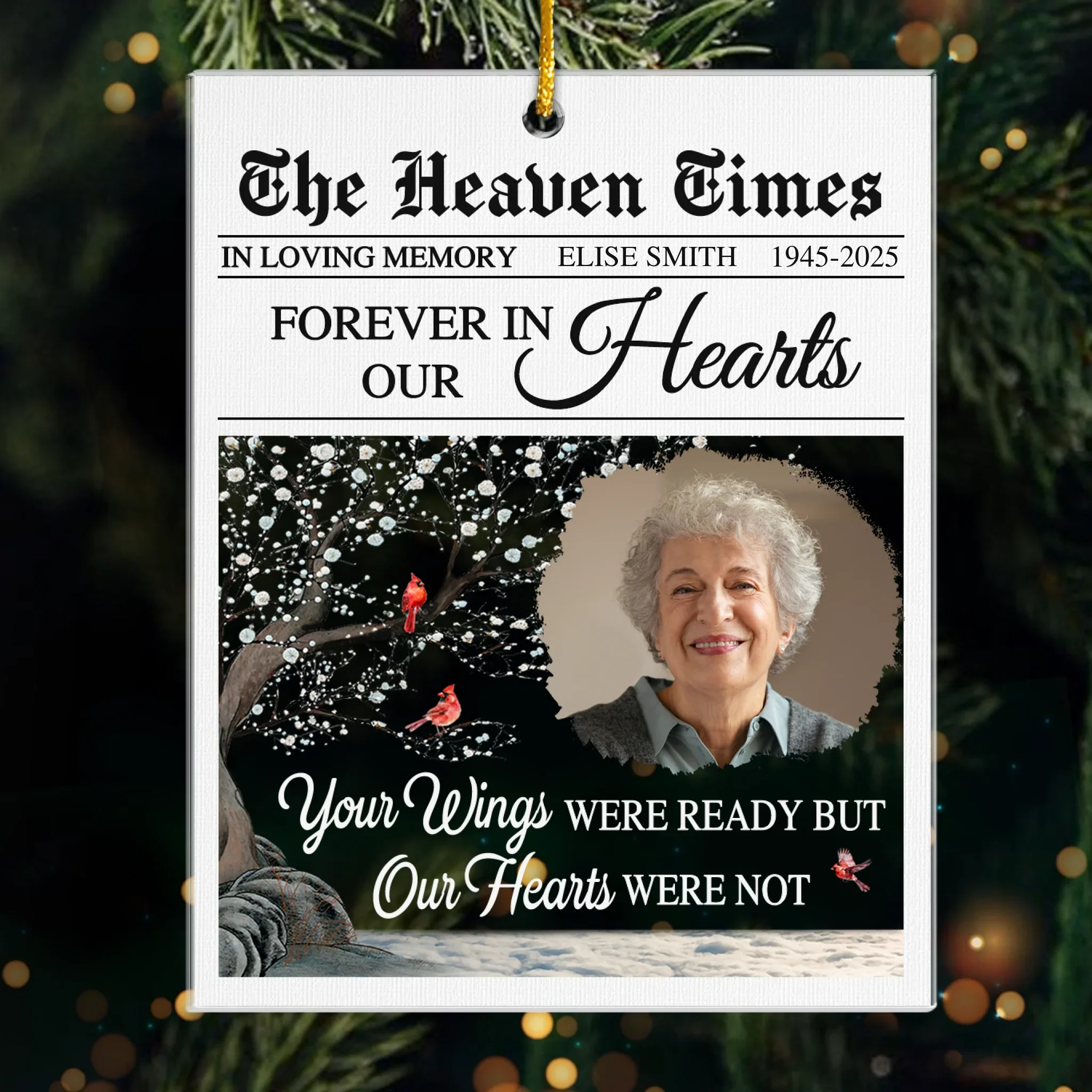 Custom Photo Acrylic Ornament - Personalized Christmas Memorial Sympathy Gifts For Loss Of Mom, Dad - In Our Hearts Forevermore - Robaser