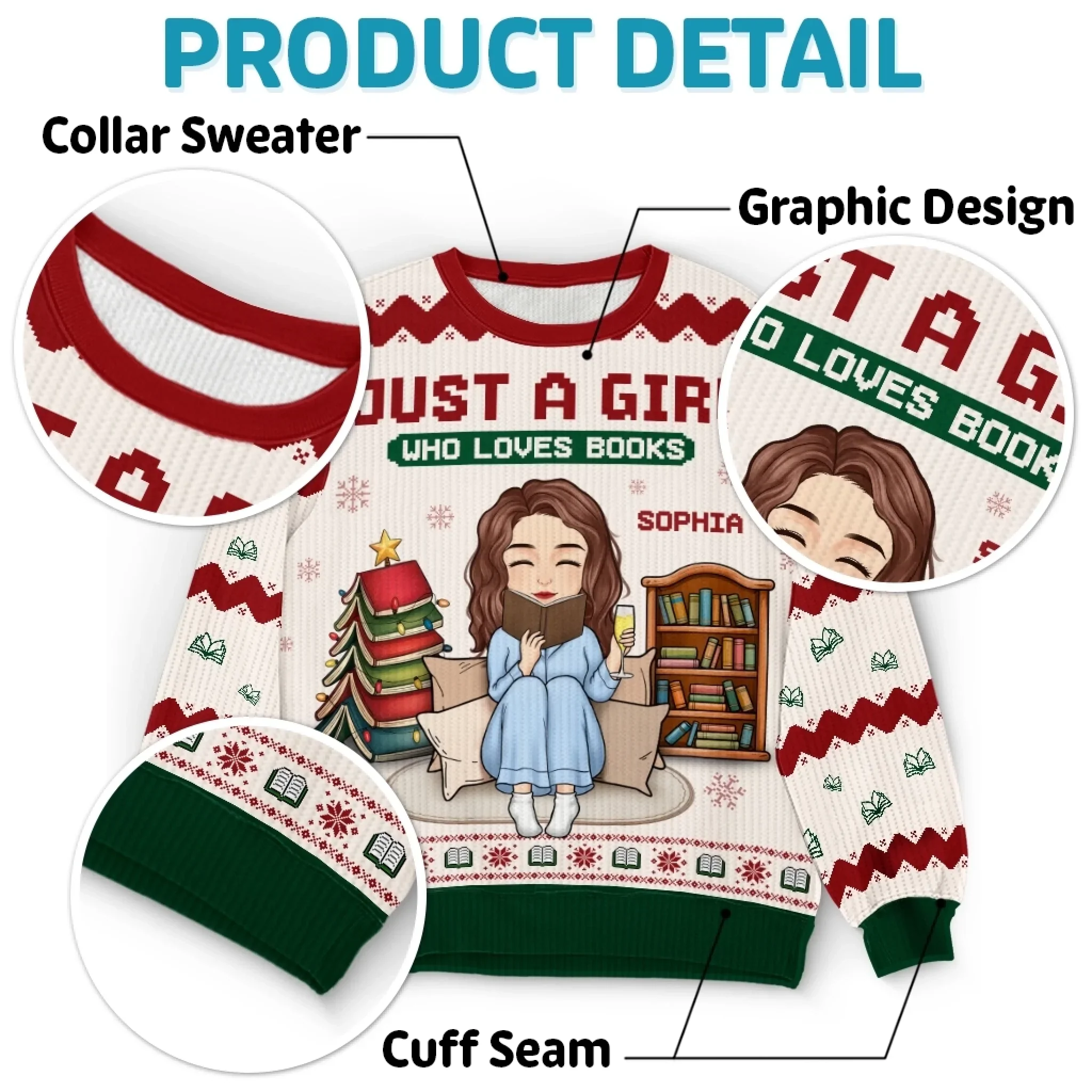 Custom Unisex Ugly Sweatshirt - Personalized  Christmas Bookish Gifts For Book Lovers, Bookworms, Readers - Santa Knows I  d Rather Be Reading - Robaser