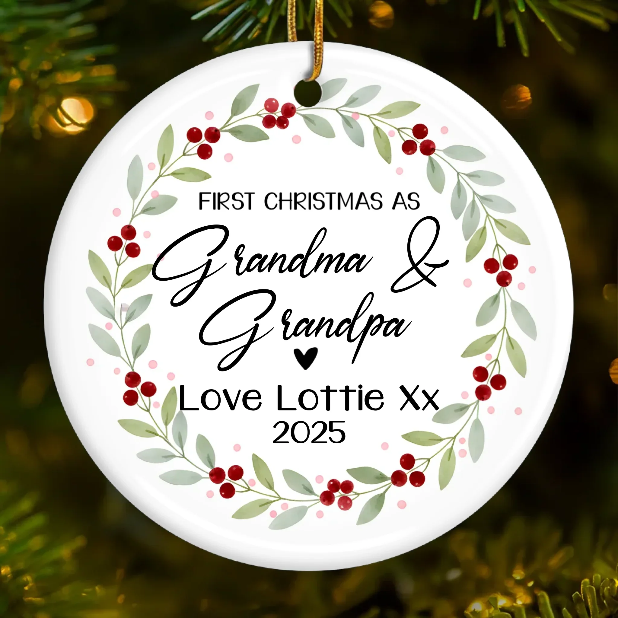 Custom First Christmas as Grandparents Ceramic Ornament - Personalized Christmas Birthday Gifts For Grandparents, New Grandparents, Ornament From Grandchild, New Baby Ornament - Officially Grand This Christmas - Robaser