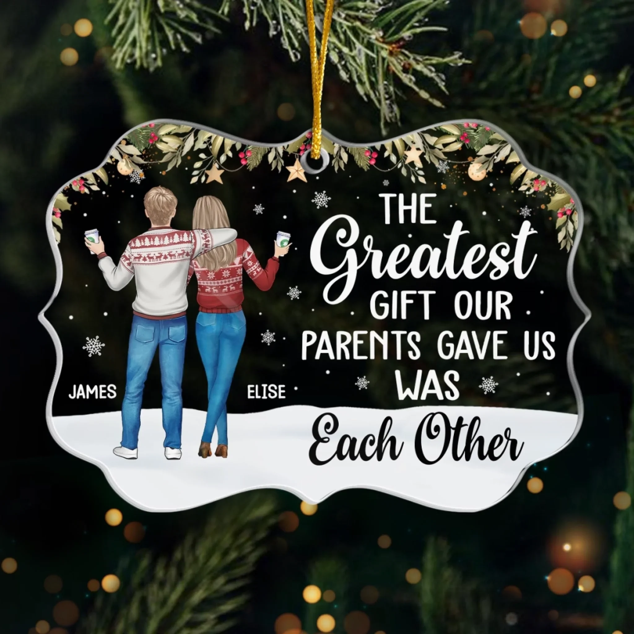 Custom Acrylic Ornament - Personalized Christmas Birthday Gifts For Brother, Sister - Blessed With Each Other - Robaser