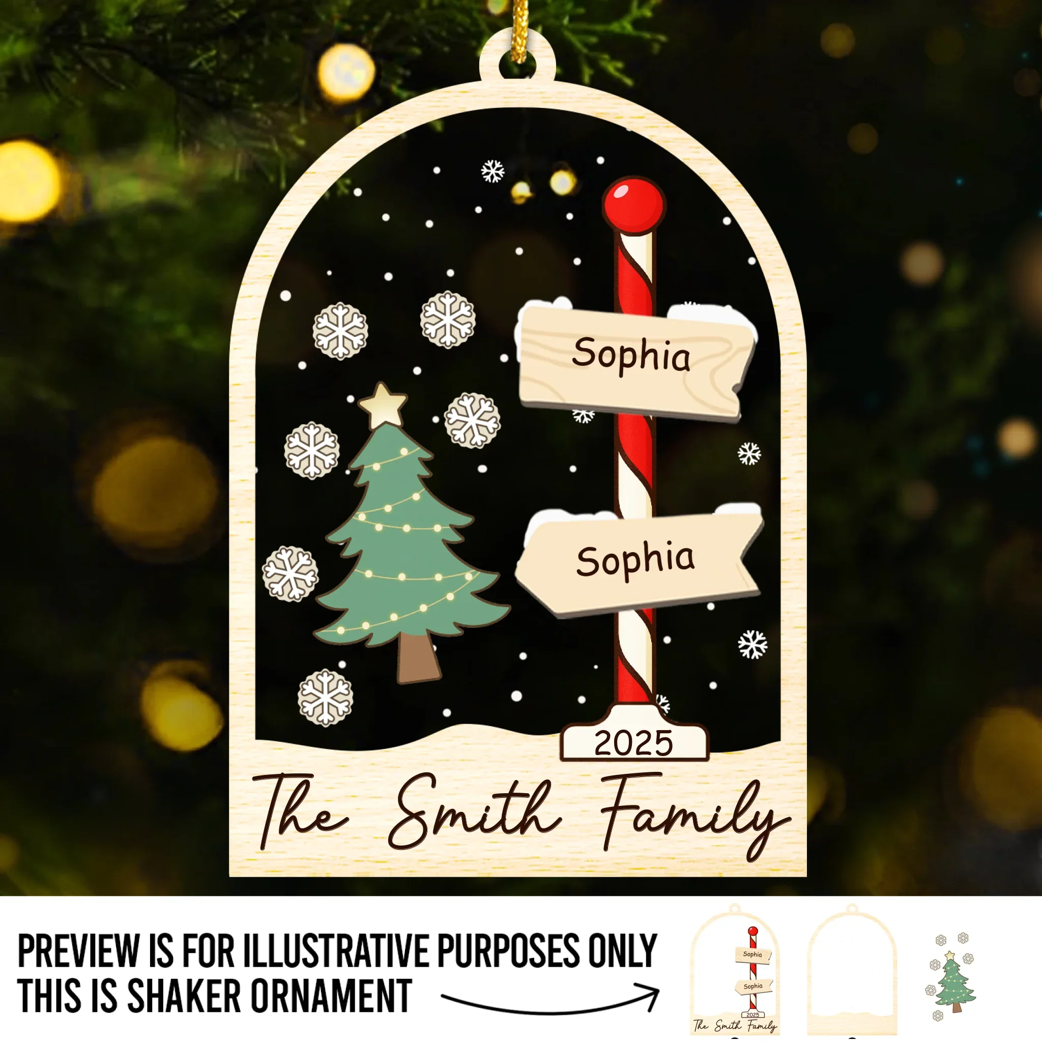 Custom 3 Layers Shaker Ornament - Personalized Christmas Birthday Gifts For Mom, Dad, Kids - Our Family Tree Shines Bright - Robaser