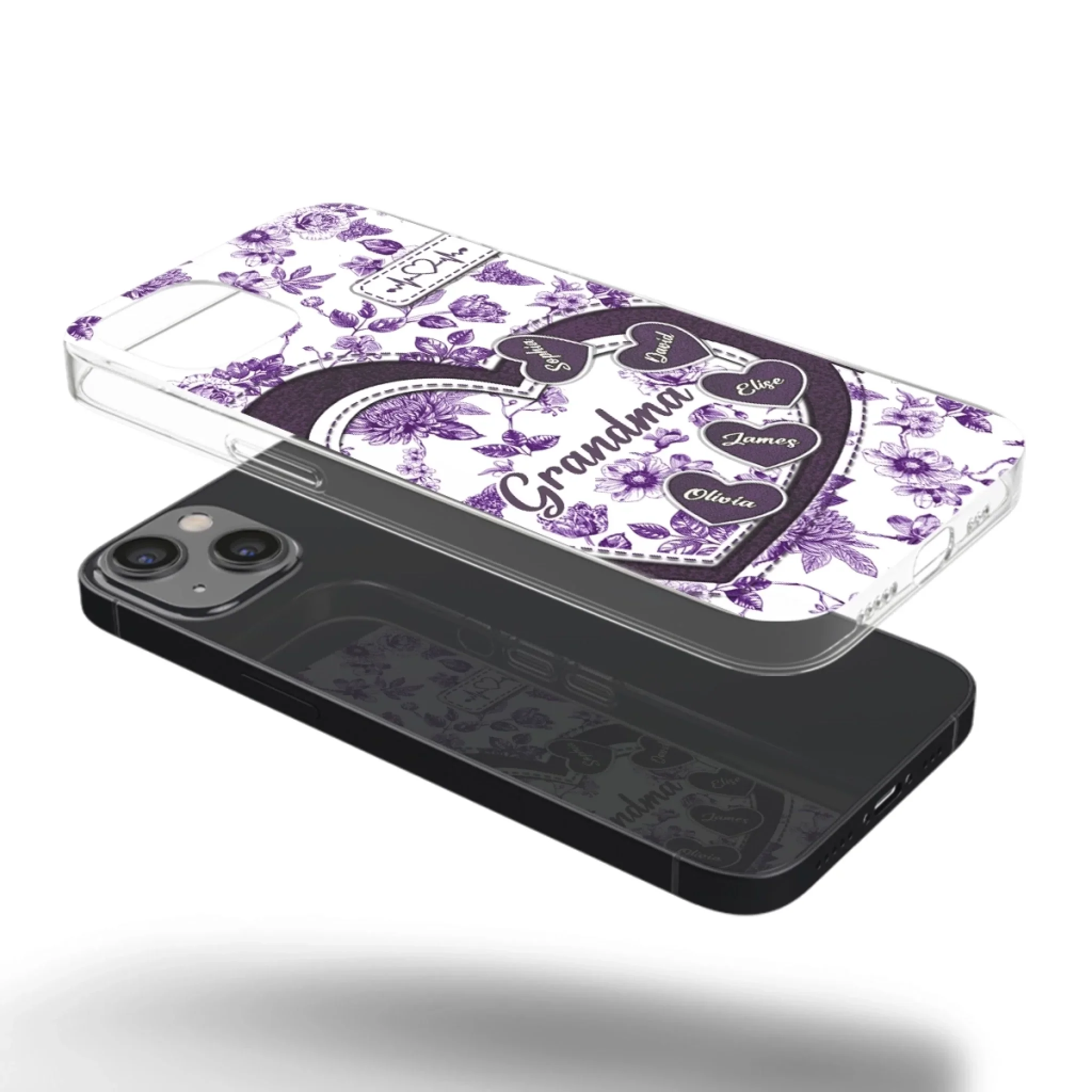 Custom 3D Inflated Effect Printed Clear Phone Case - Personalized Birthday Gifts For Mom, Grandma - Grandma Love Never Fades - Robaser