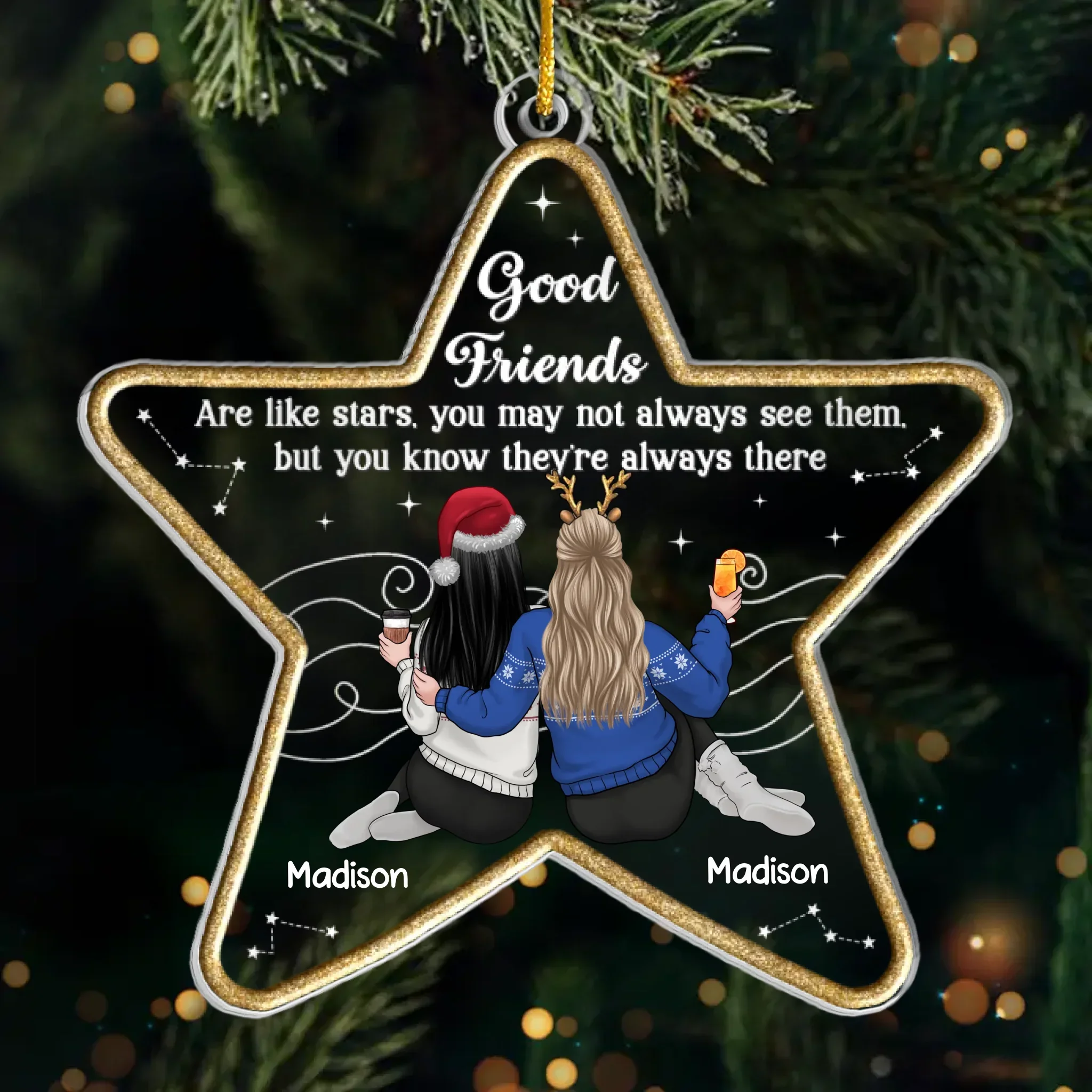Custom Acrylic Ornament - Personalized Best Friend Christmas Birthday Gifts For Women, Besties, Sisters, BFF - Wild Stories Start With Besties - Robaser