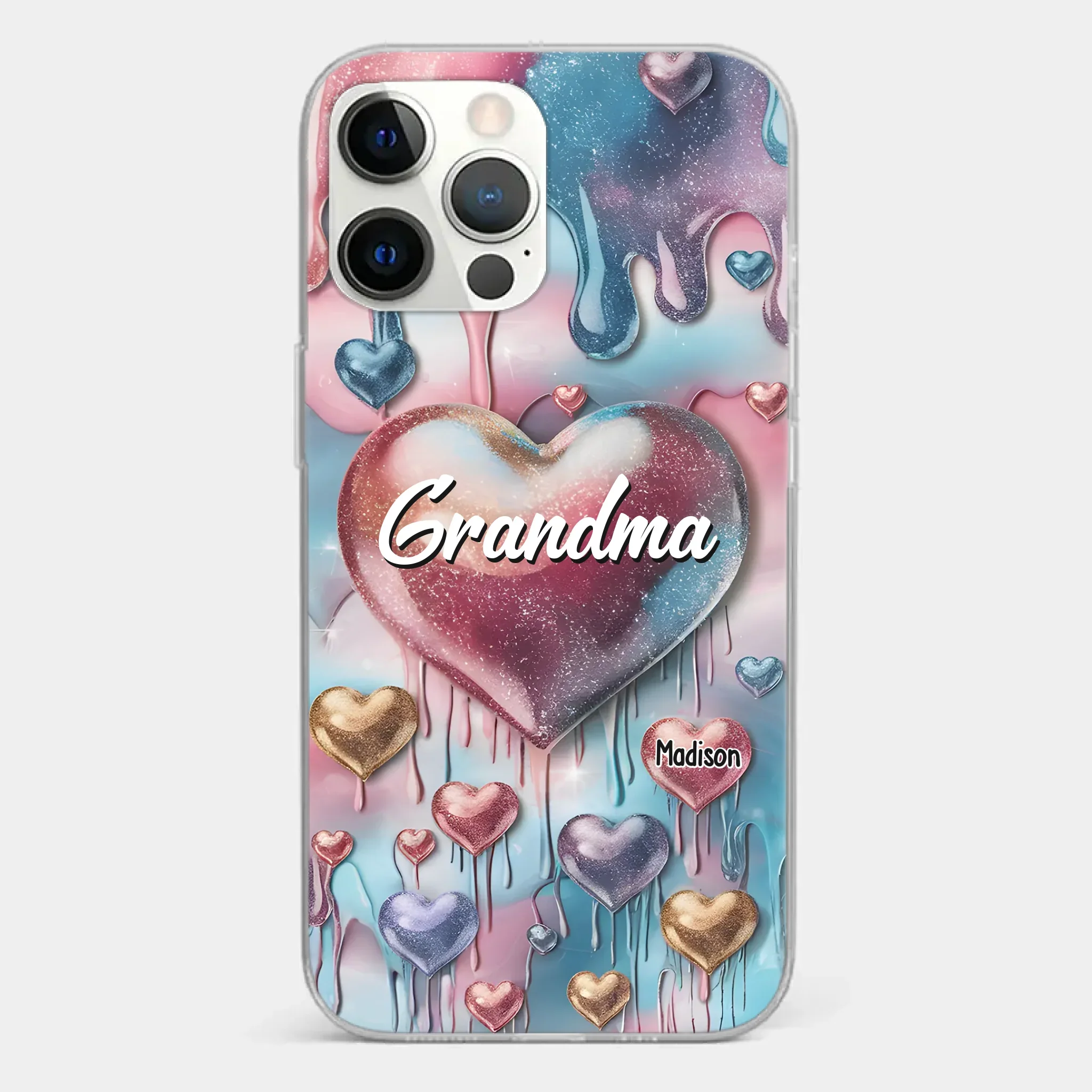 Forever In Grandmother's Heart - Family Personalized Custom 3D Inflated Effect Printed Clear Phone Case - Gift For Mom, Grandma - Robaser