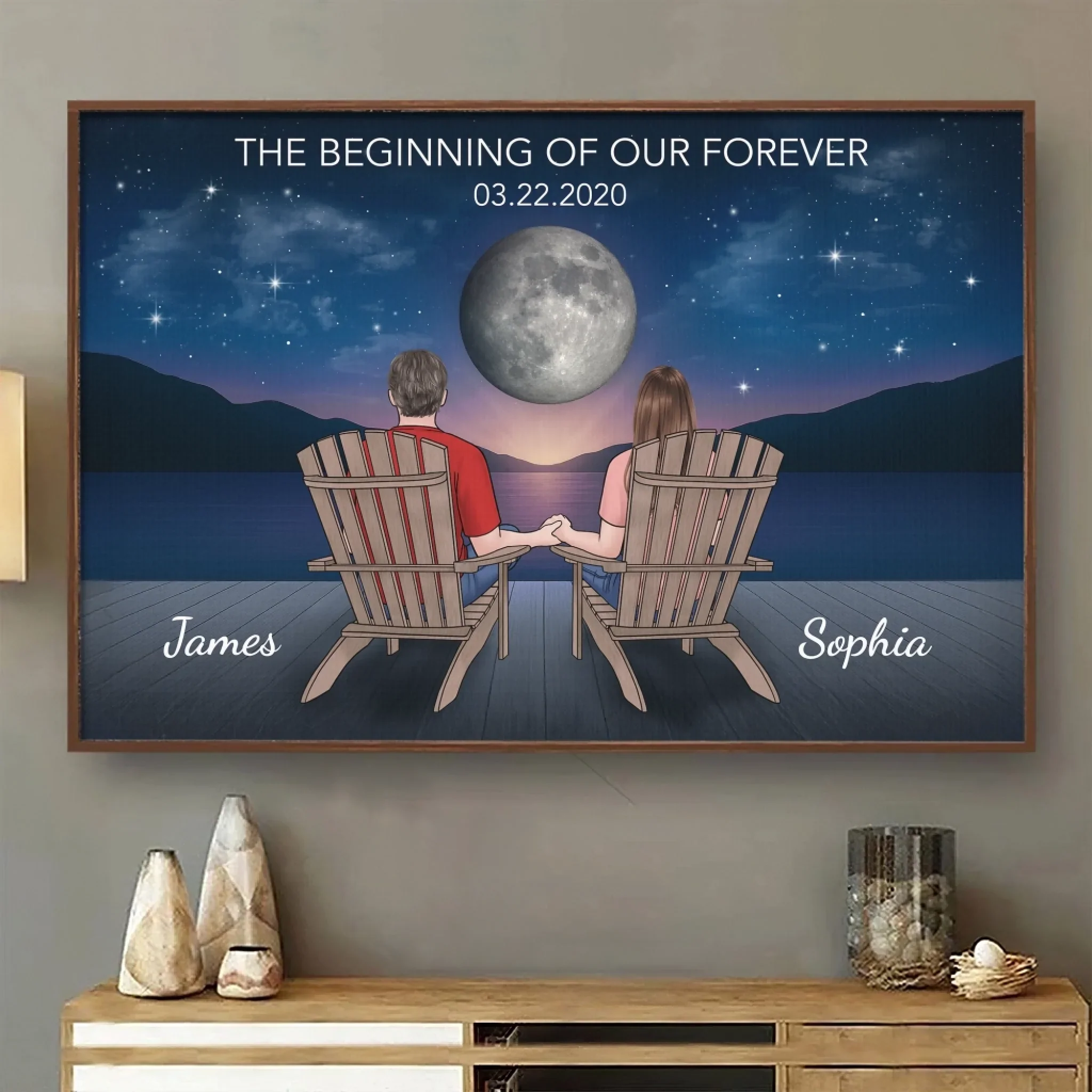 Custom Horizontal Poster - Personalized Anniversary Wedding Gifts For Husband And Wife, Him And Her - The Beginning Of Our Forever - Robaser