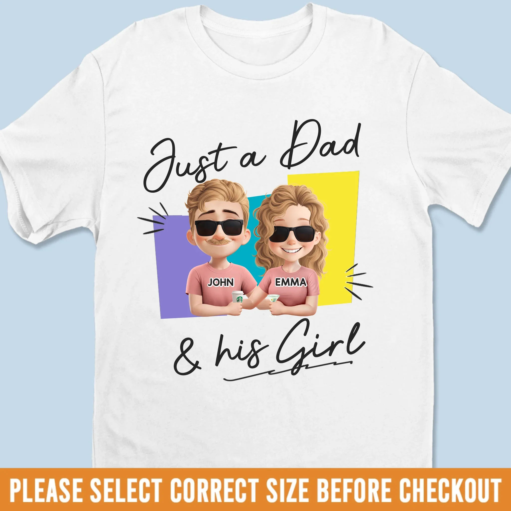 Just A Dad And His Children - Family Personalized Custom Unisex T-shirt, Premium T-shirt, Hoodie - Father's Day, Gift For Dad - Robaser