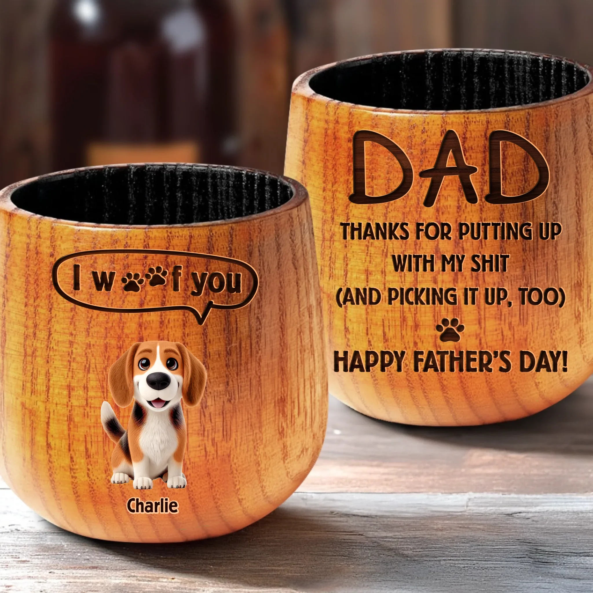 Fur Real, You're The Best - Dog Personalized Custom Wooden Whiskey Glass - Father's Day, Gift For Pet Owners, Pet Lovers - Robaser