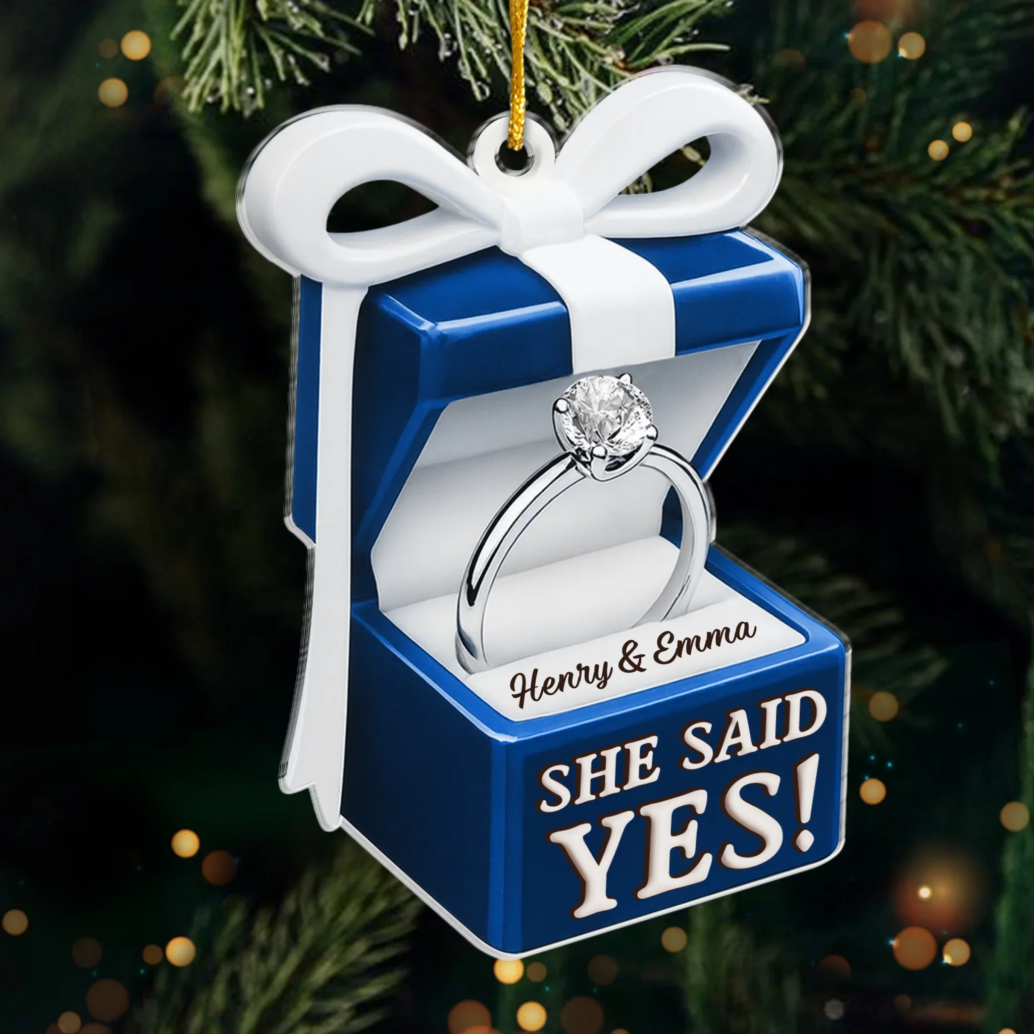 Custom Acrylic Ornament - Personalized Anniversary Christmas Wedding Gifts For Husband And Wife, Him And Her - We  re Getting Married - Robaser