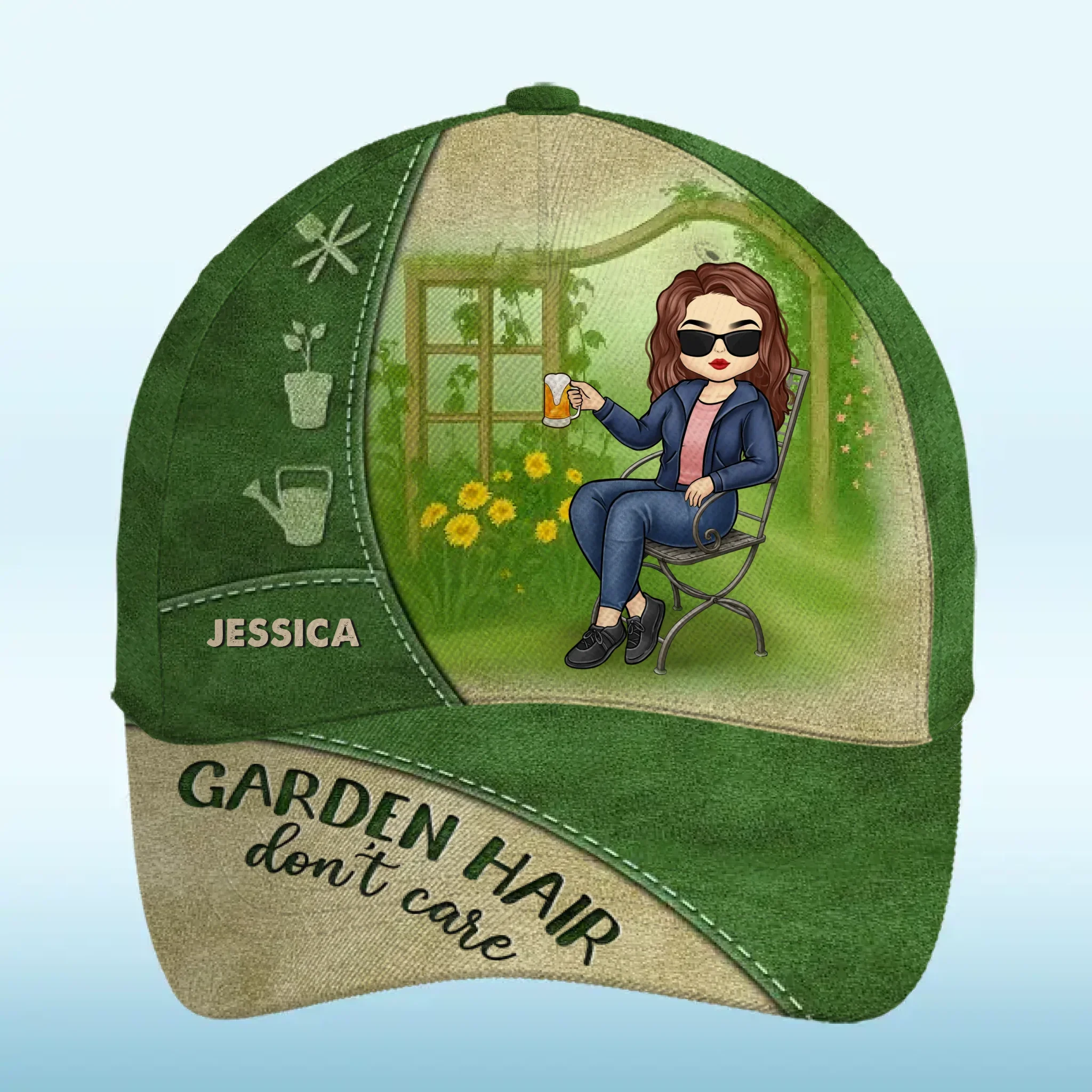 Garden Hair, Don  t Care - Family Personalized Custom Hat, All Over Print Classic Cap -  Gift For Yourself, Best Friends, Siblings, Family Members, Gardening Lovers - Robaser