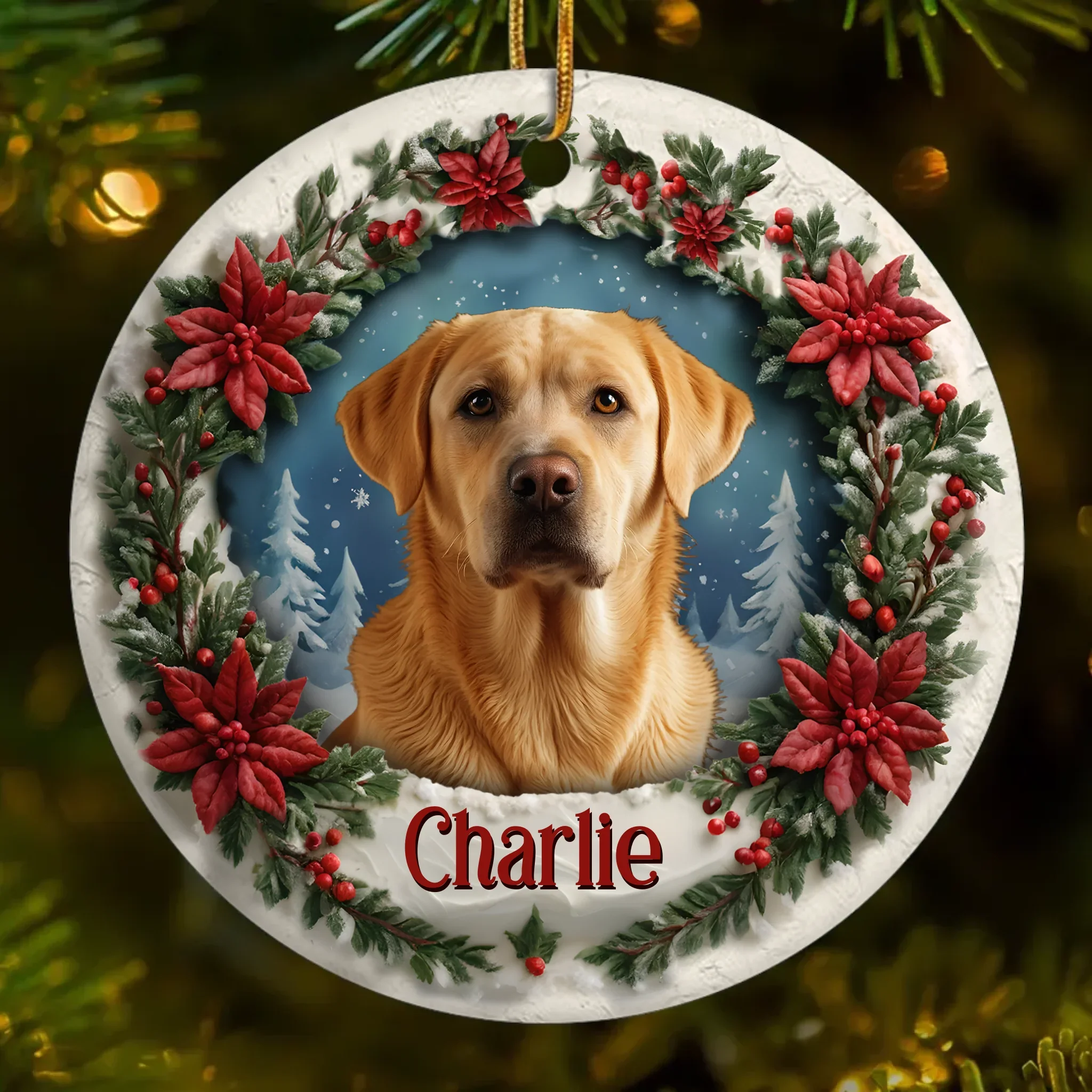 Custom Photo Ceramic Ornament - Personalized Pet Memorial Sympathy Gifts For Dogs, Cats - Forever Loved Never Forgotten - Robaser