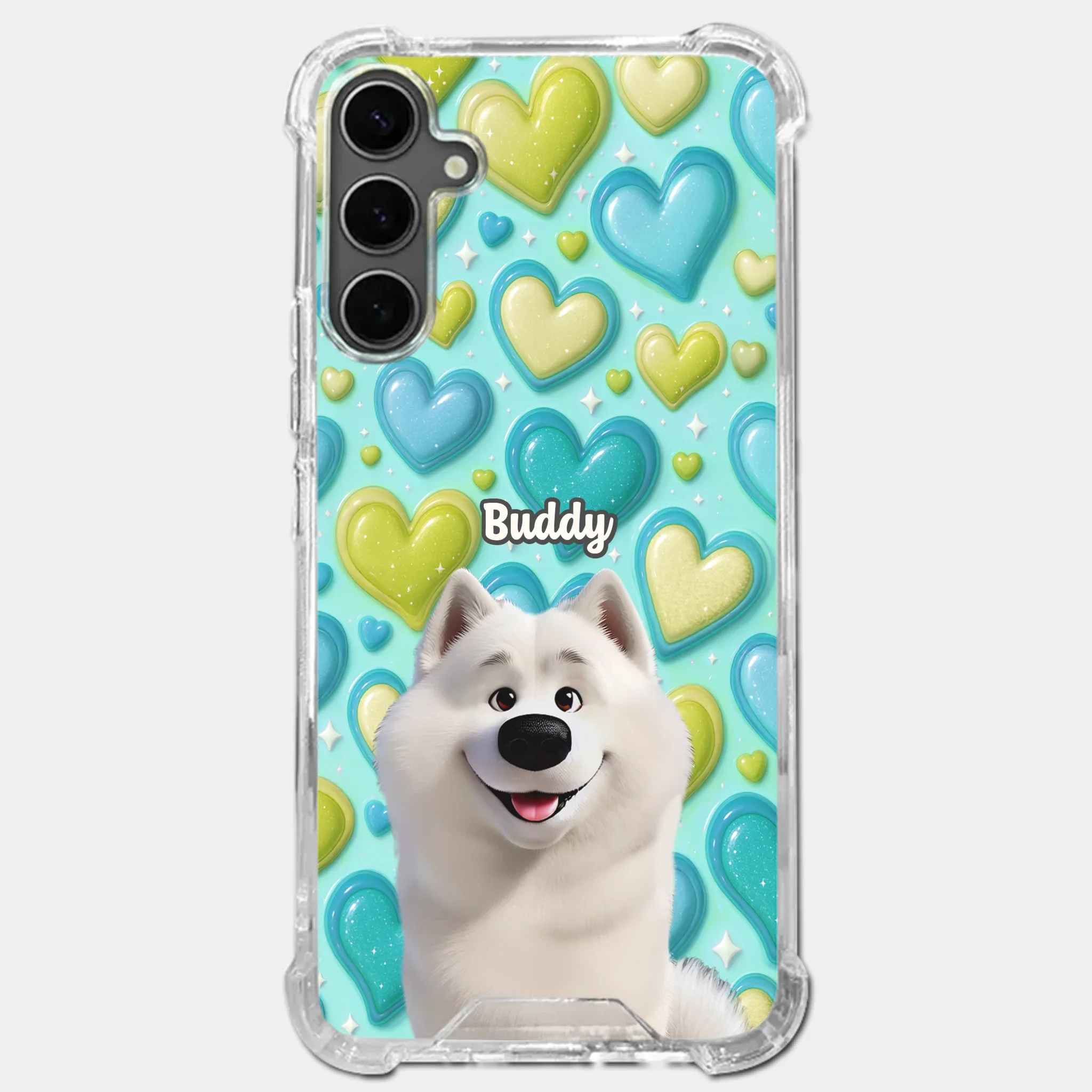 Custom 3D Inflated Effect Printed Clear Phone Case - Personalized Birthday Gifts For Dog Lovers, Dog Dad And Mom - Surrounded By Your Love - Robaser