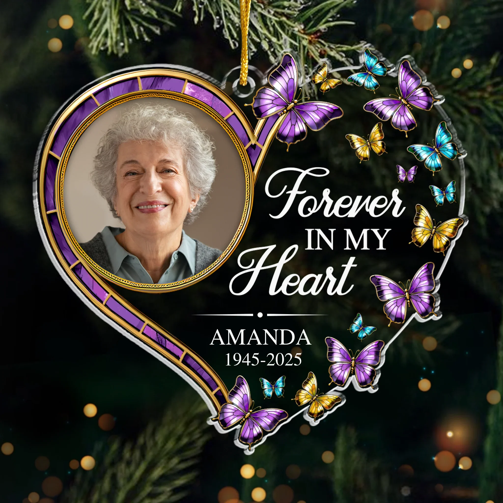 Custom Photo Acrylic Ornament - Personalized Christmas Memorial Sympathy Gifts For Loss Of Mom, Dad - A Life Cherished Always Remembered - Robaser