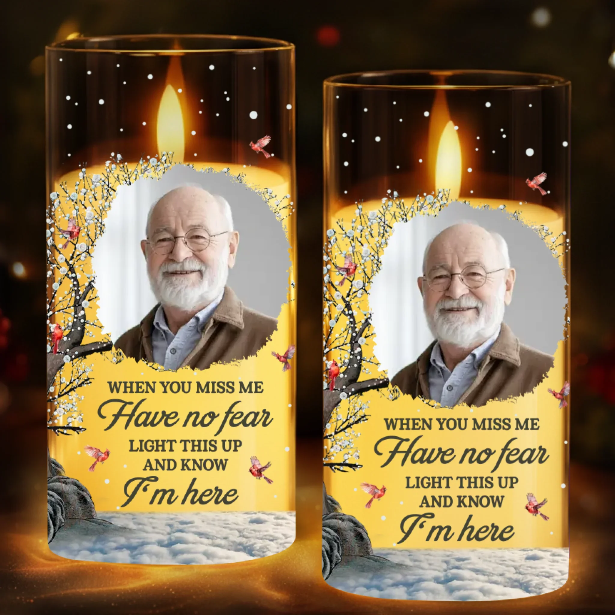Custom Photo LED Candle Light - Personalized Christmas Memorial Sympathy Gifts For Loss Of Mom, Dad - Always In Our Hearts - Robaser