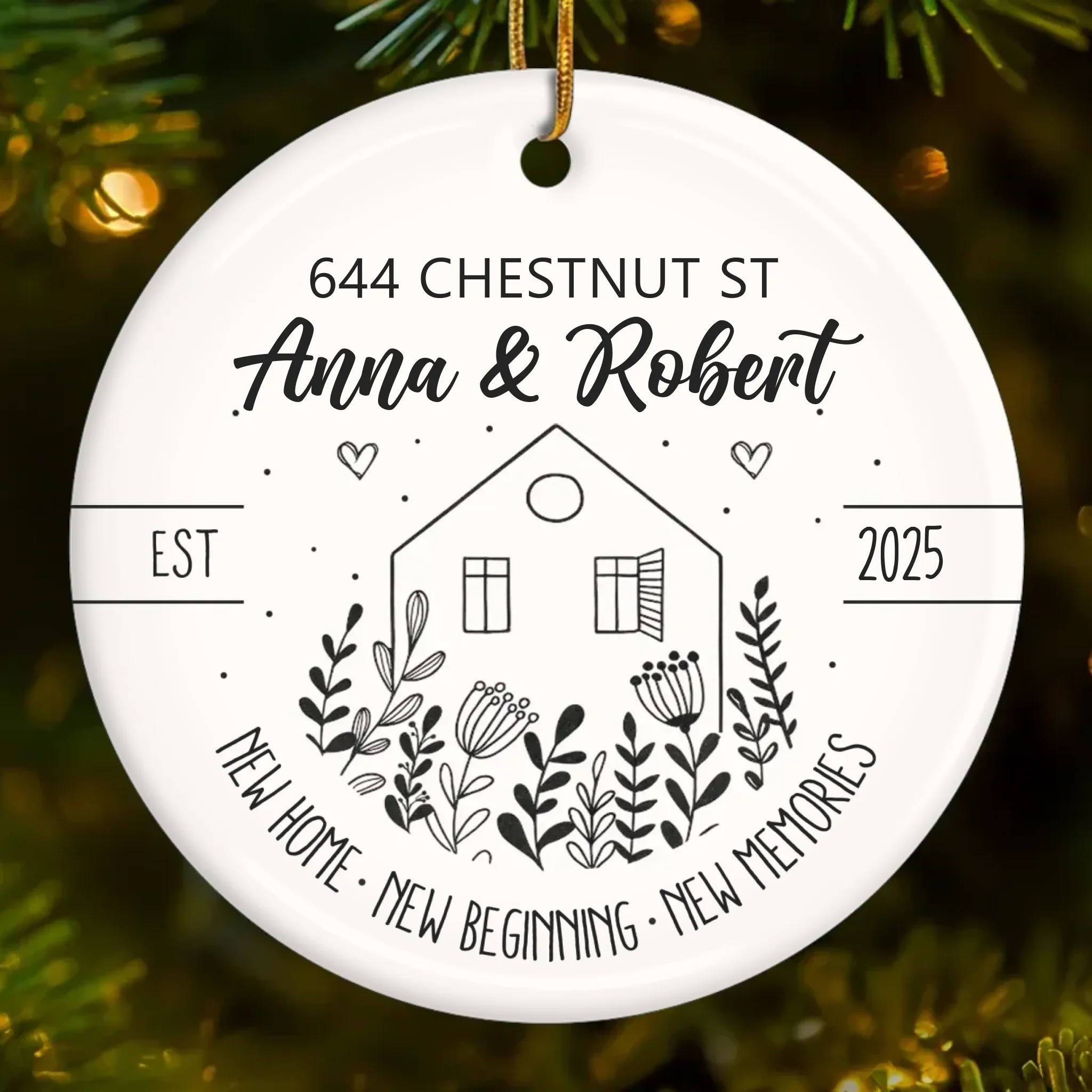 Custom First Christmas In New Home Ceramic Ornament - Personalized Anniversary Christmas Wedding Gifts For Husband And Wife, Him And Her, New Homeowners, Couples, Friends - Home Is Our Best Gift - Robaser
