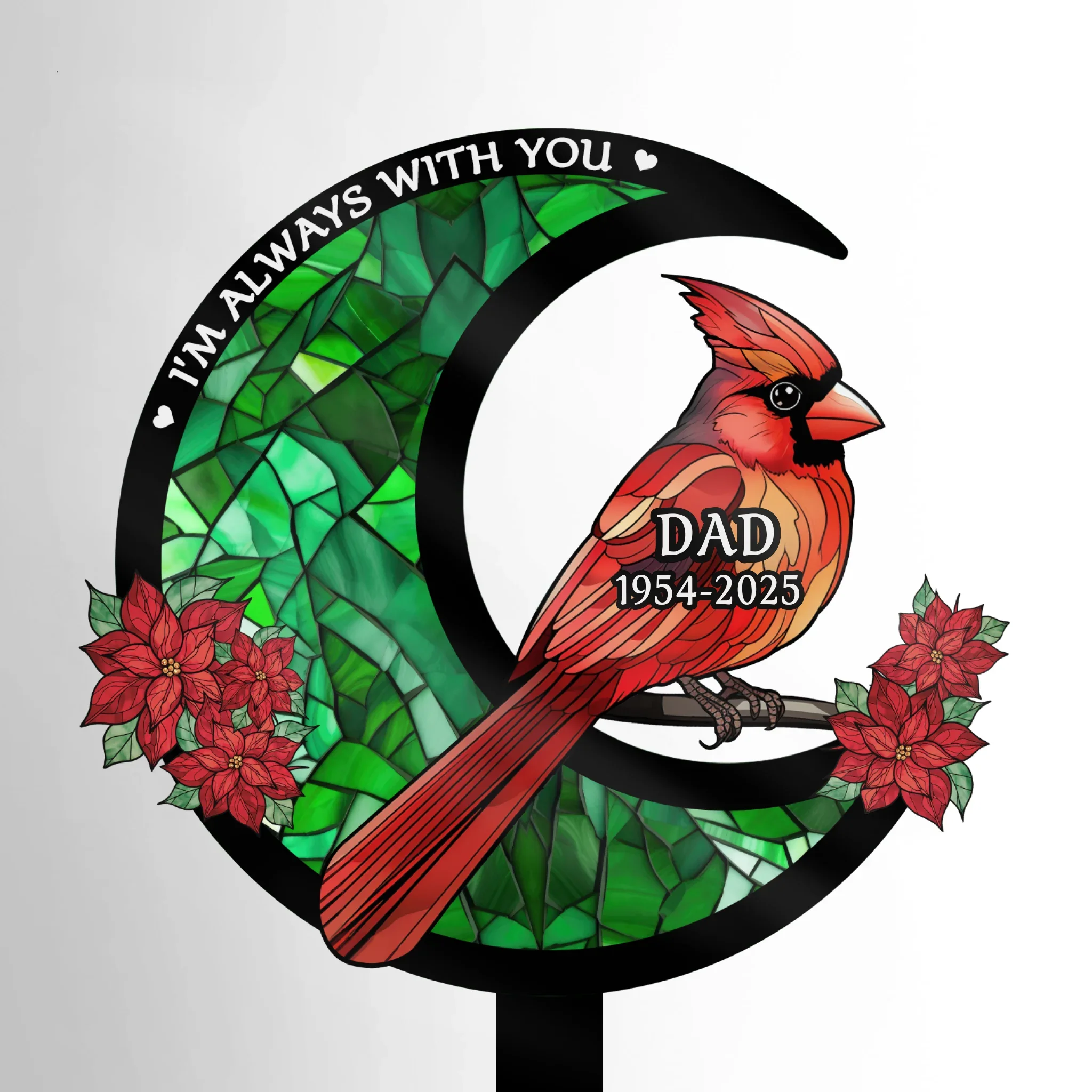 Custom Stain Glass Style Acrylic Garden Stake - Personalized Memorial Sympathy Gifts For Loss Of Mom, Dad - Loved Beyond Words - Robaser