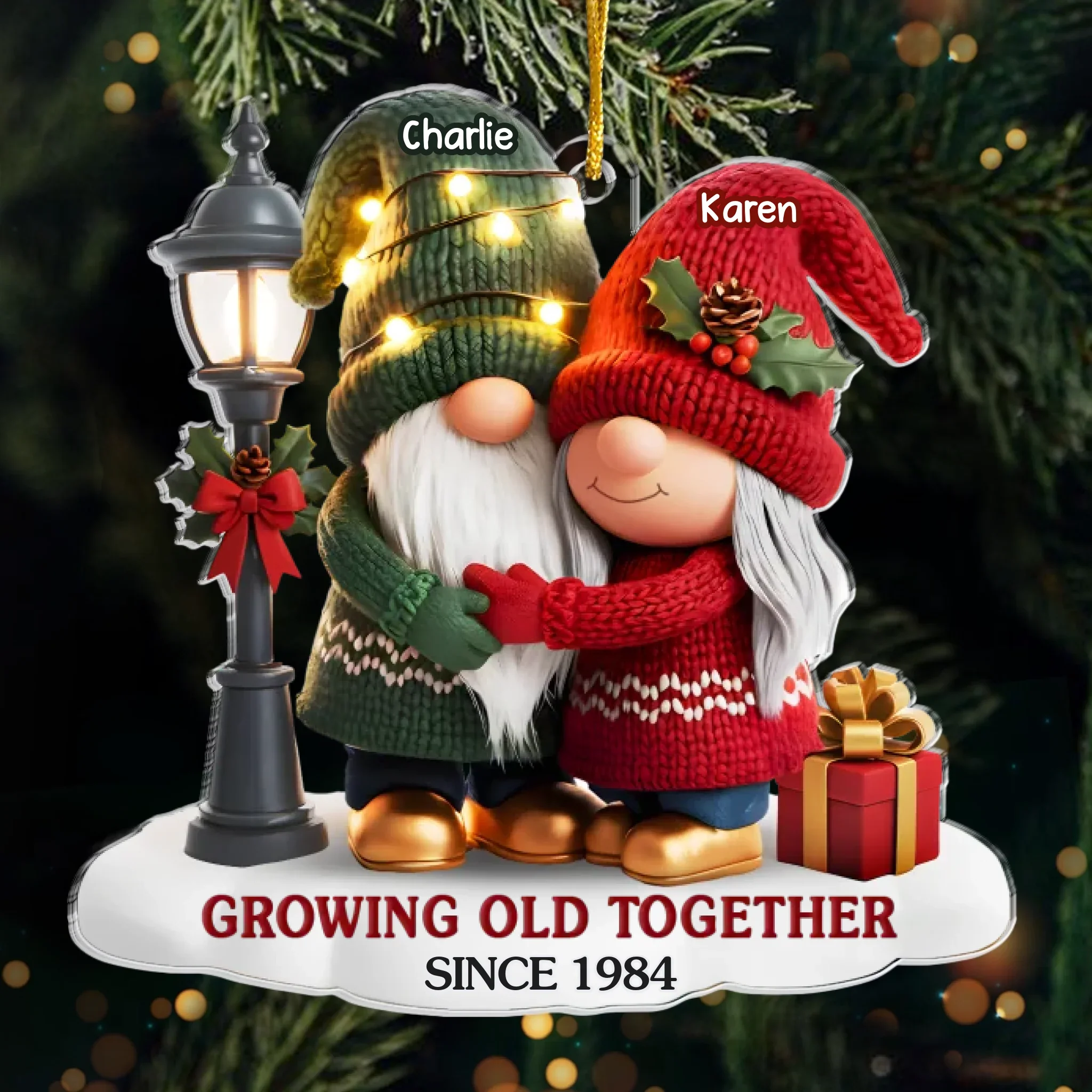 Custom Gnome Acrylic Ornament - New Arrival, Personalized Anniversary Christmas Wedding Gifts For Husband And Wife, Him And Her - Our Story Continues AMZ - Robaser