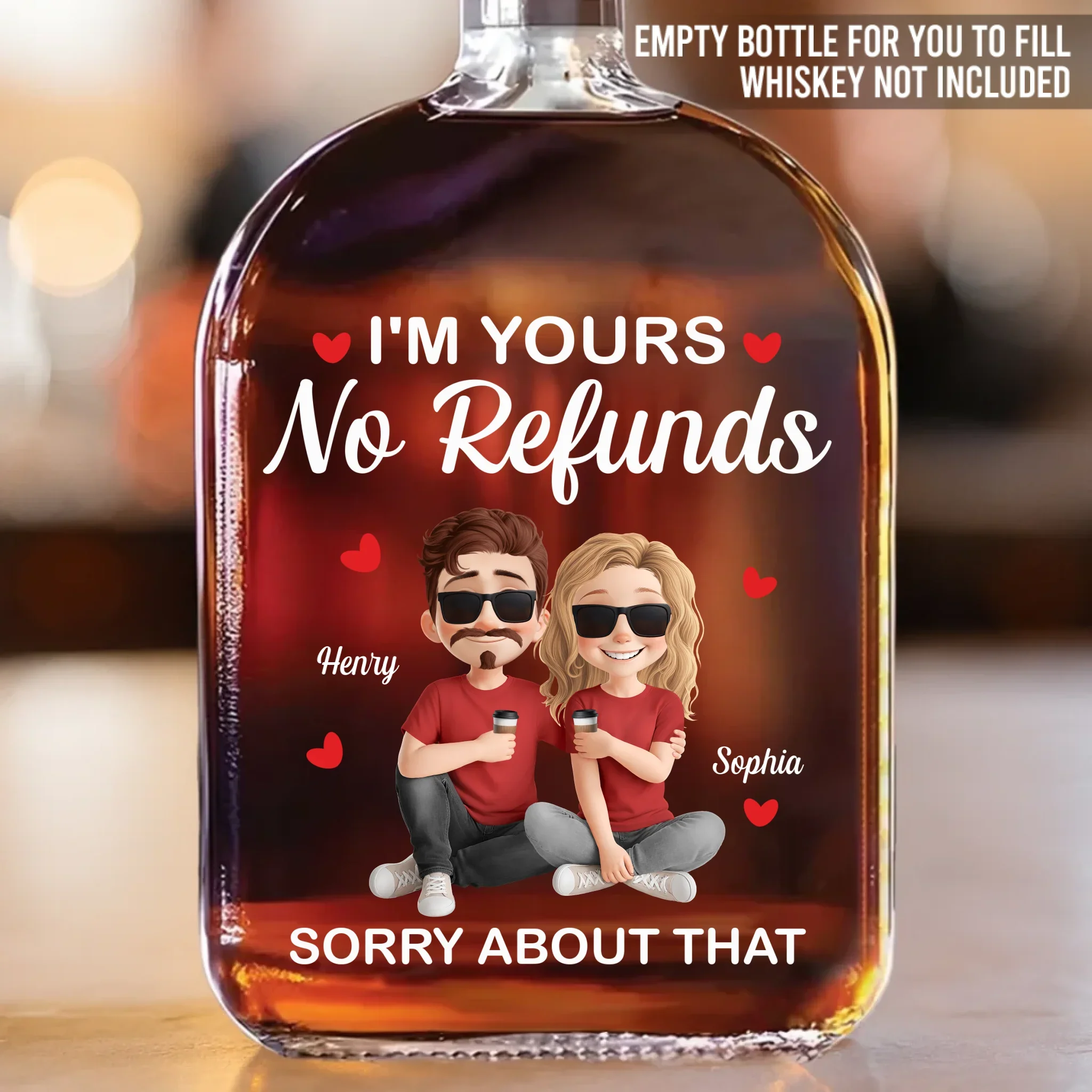 Custom Whiskey Bottle - Personalized Anniversary Wedding Gifts For Husband And Wife, Him And Her, Wine, Bourbon, Whiskey Lovers - Lifetime Contract, No Escape - Robaser