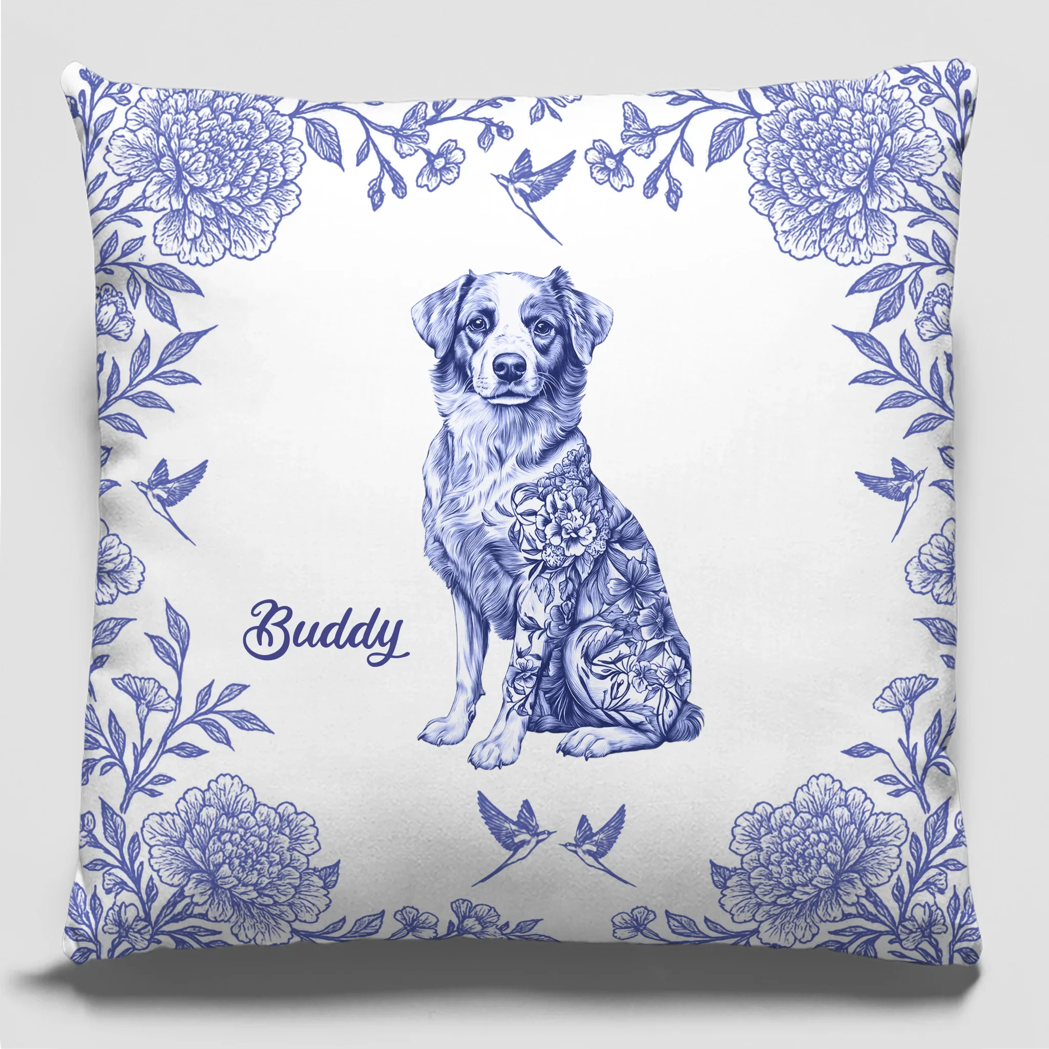 Pawprints Among Petals - Dog Personalized Custom Pillow - Gift For Pet Owners, Pet Lovers - Robaser