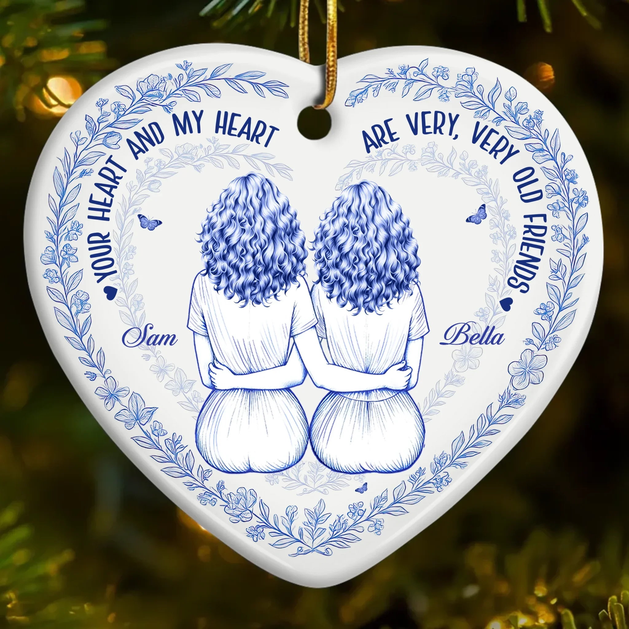 Custom Ceramic Ornament - Personalized Best Friend Christmas Birthday Gifts For Women, Besties, Sisters, BFF - Very Very Old Friends - Robaser