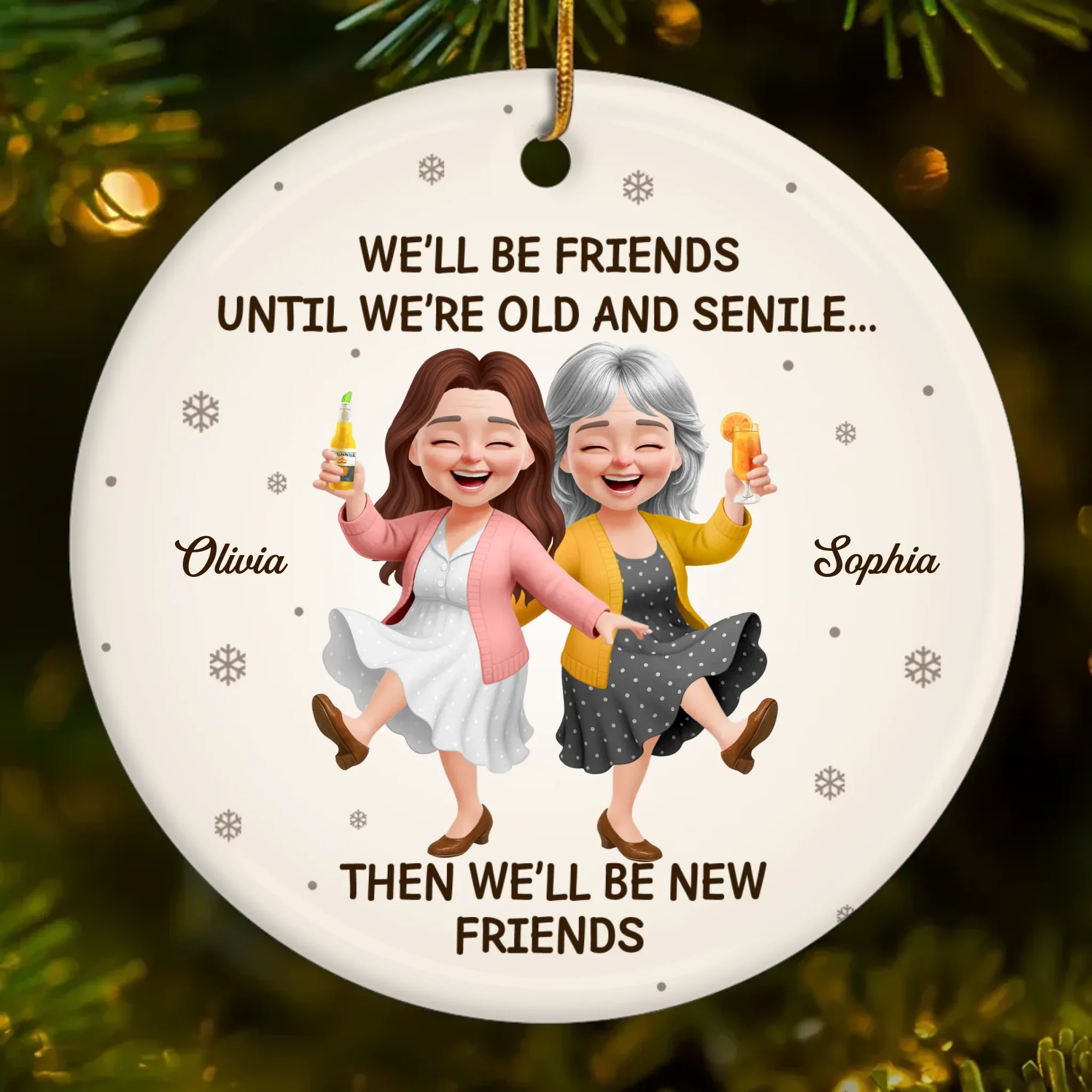 Custom Ceramic Ornament - Personalized Best Friend Christmas Birthday Gifts For Women, Besties, Sisters, BFF - Laughing Through The Holiday Magic - Robaser