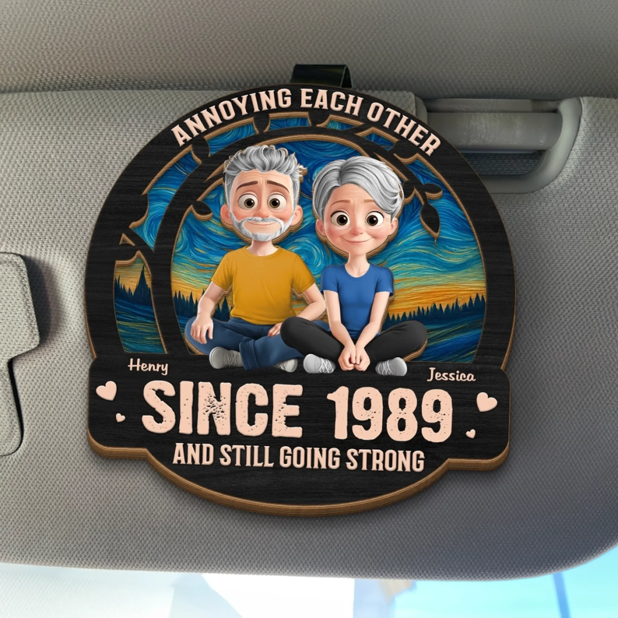 Custom Car Visor Clip - Personalized Anniversary Wedding Gifts For Husband And Wife, Him And Her - Old But Gold, Weird But Together - Robaser