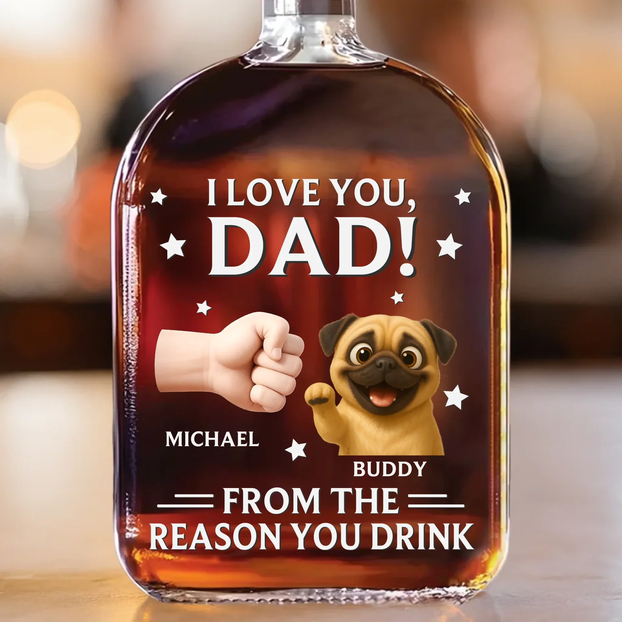 From Your Favorite Furry Troublemaker - Dog Personalized Custom Whiskey Bottle - Father's Day,  Gift For Dad, Pet Owners, Pet Lovers - Robaser