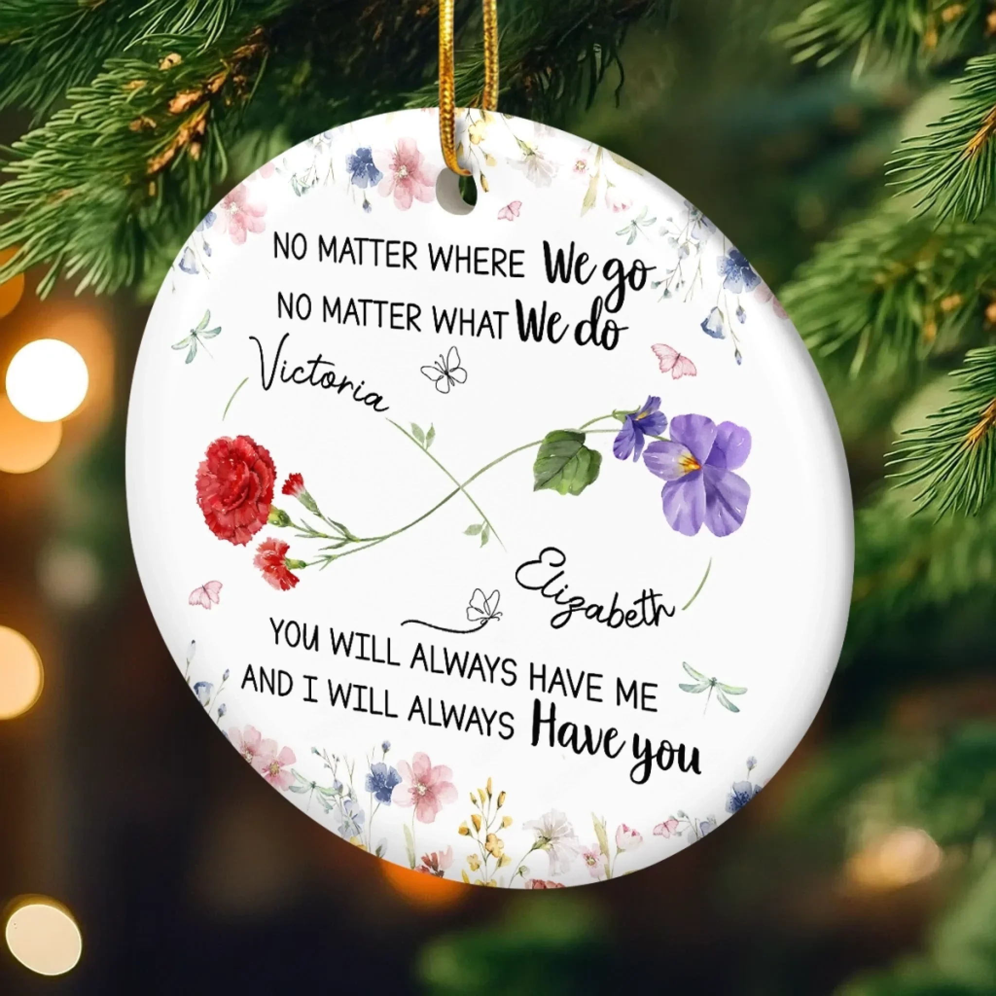 Custom Ceramic Ornament - Personalized Best Friend Christmas Birthday Gifts For Women, Besties, Sisters, BFF - Different Paths, Same Bond - Robaser